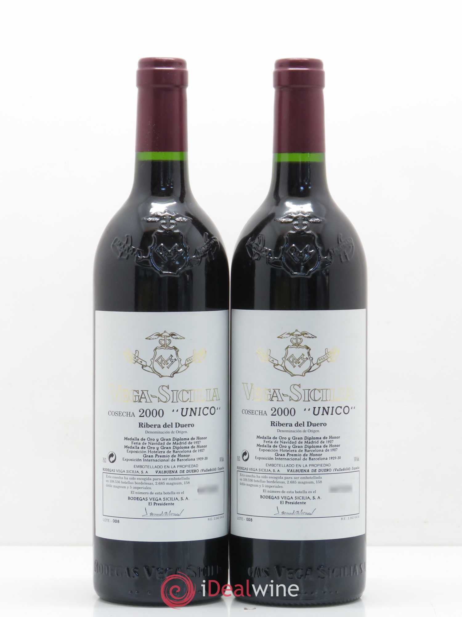 Ribera Del Duero DO Vega Sicilia Unico Famille Alvarez 2000 - Lot de 2 bouteilles - 0