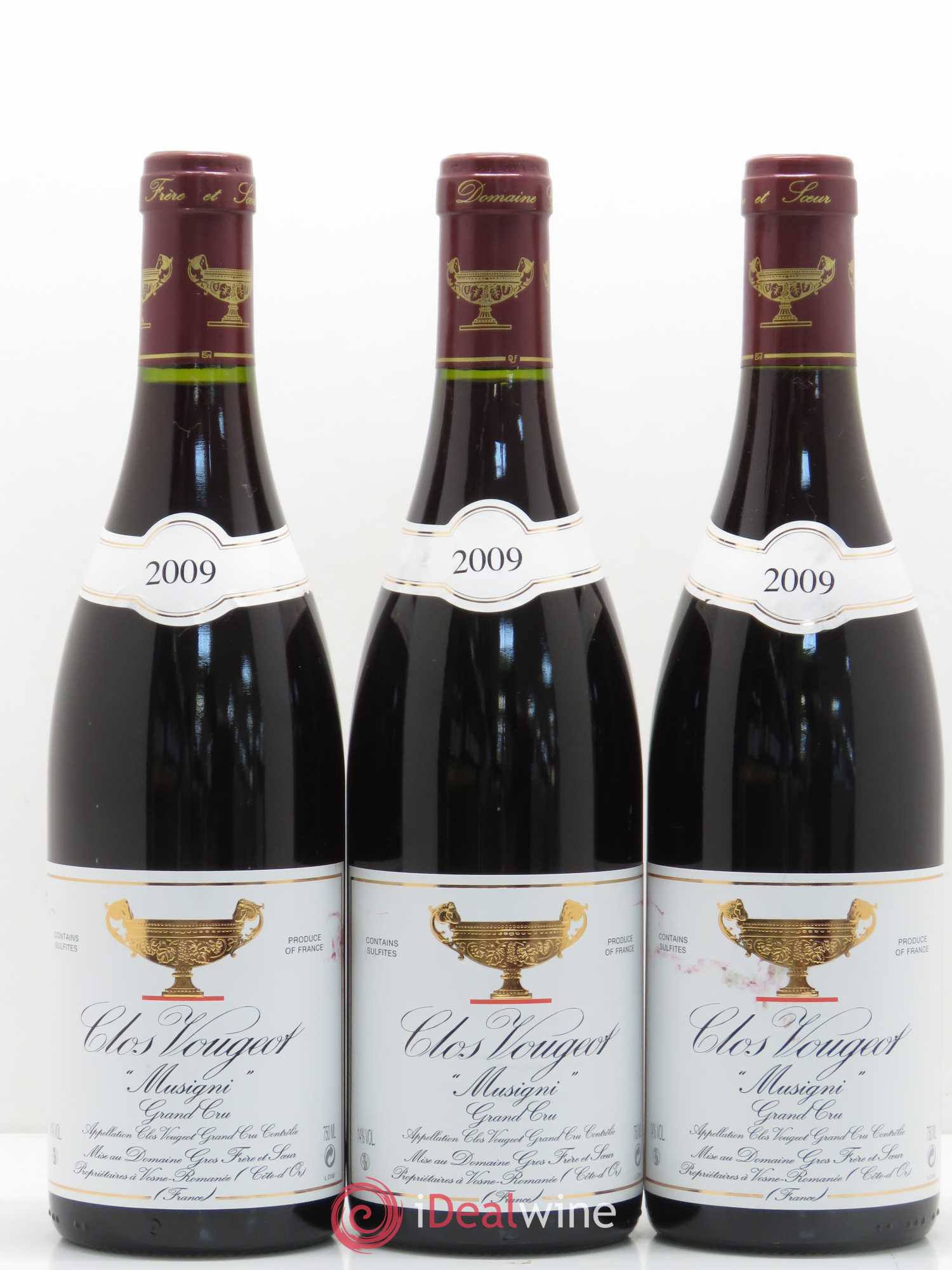Clos de Vougeot Grand Cru Musigni Gros Frère & Soeur 2009 - Lot de 3 bouteilles - 0