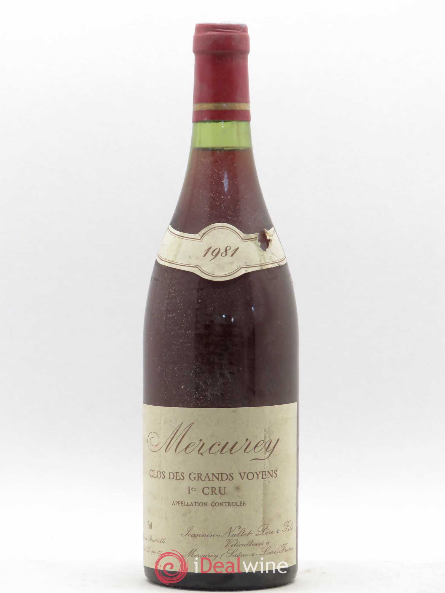 Mercurey 1er Cru Clos des Grands Voyens Jeanin Nallet 1981 - Posten von 1 Flasche - 0