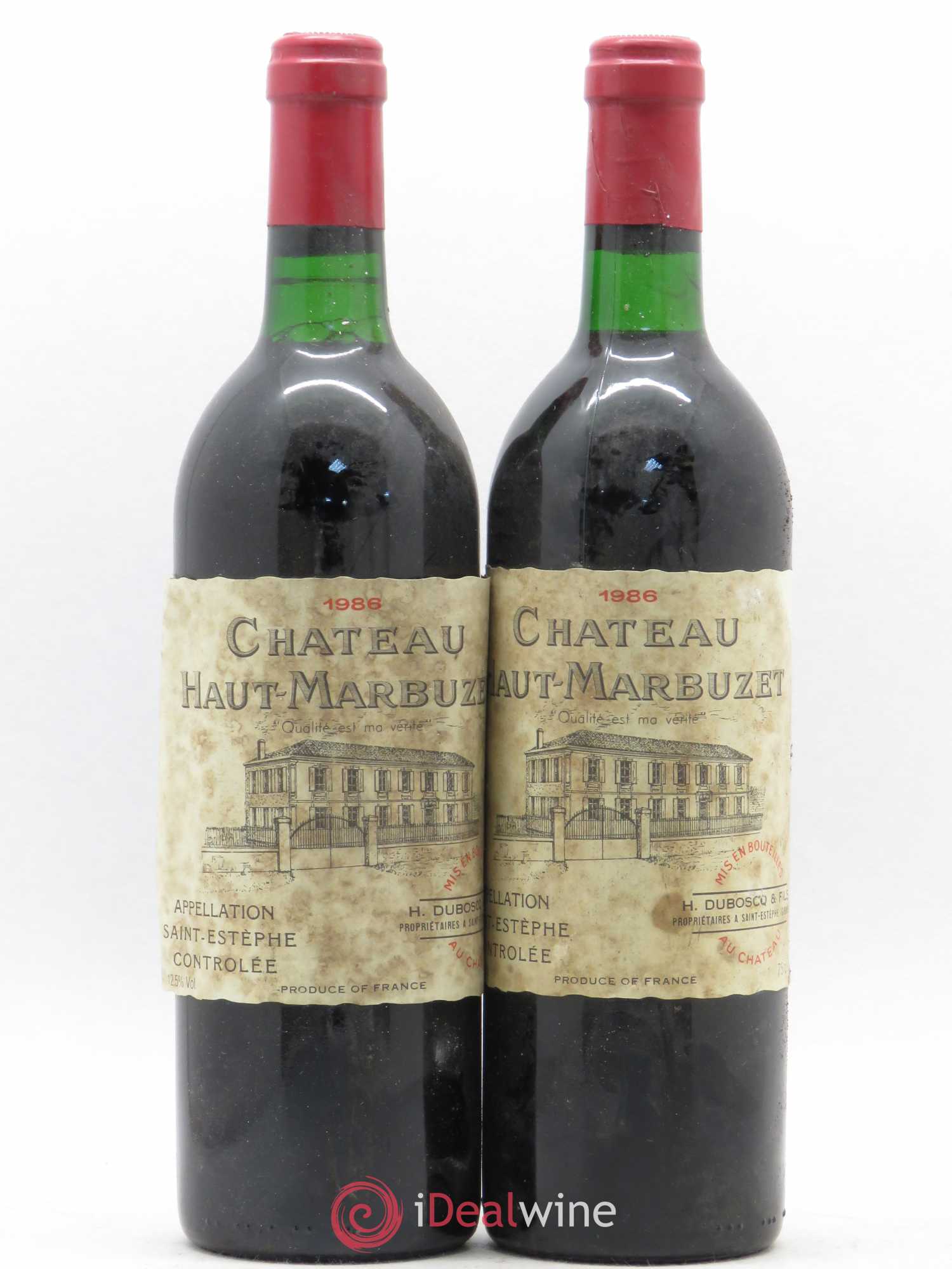 Château Haut Marbuzet 1986 - Lot de 2 bouteilles - 0