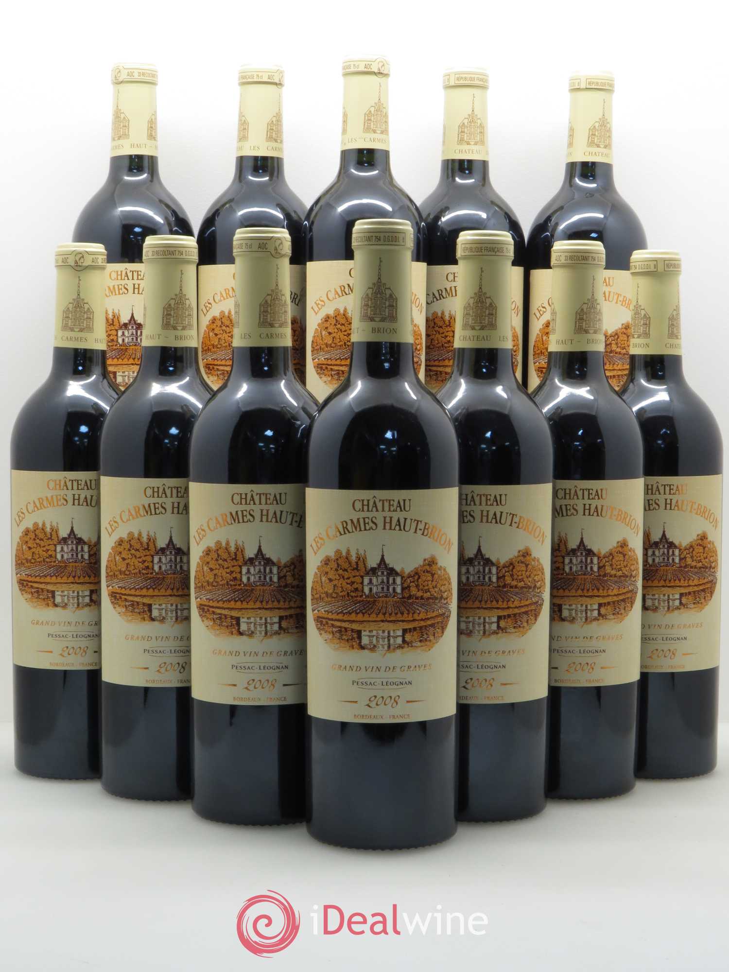 Château Les Carmes Haut-Brion 2008 - Lot de 12 bouteilles - 0