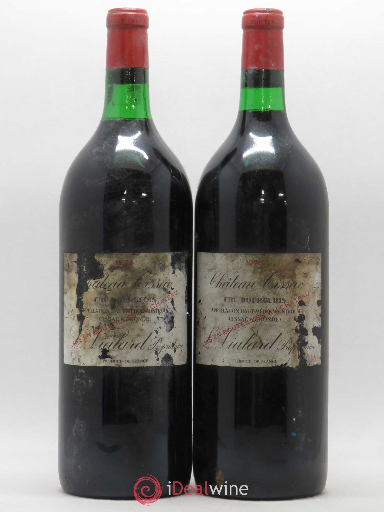 Château Cissac Cru Bourgeois 1978 - Lot de 2 magnums - 0