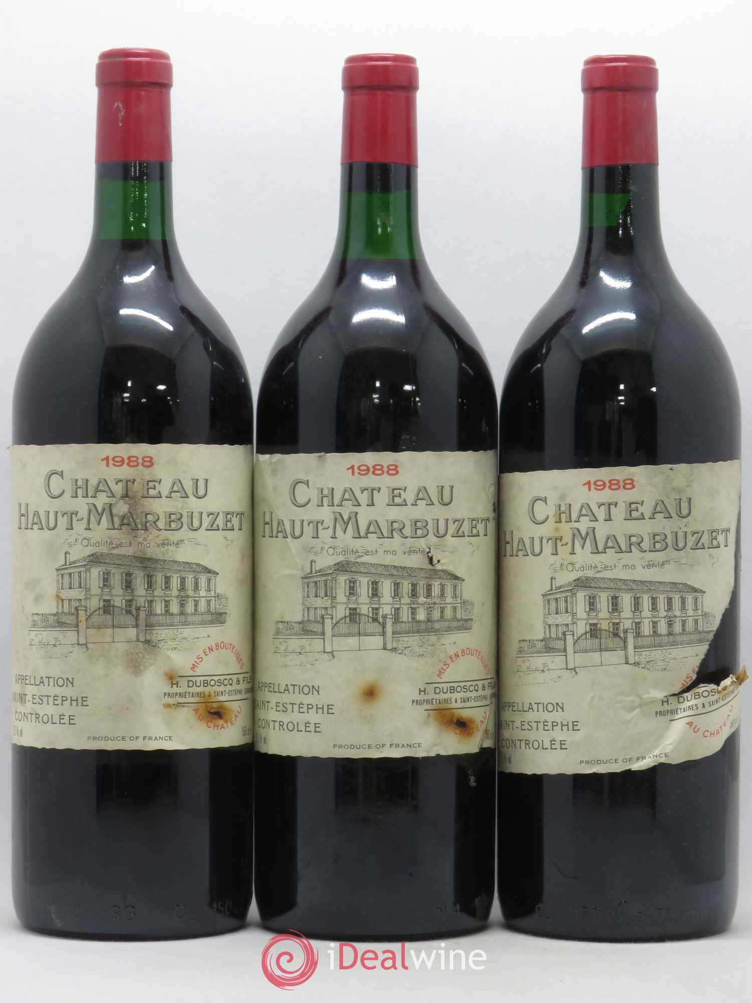 Château Haut Marbuzet 1988 - Lot de 3 magnums - 0