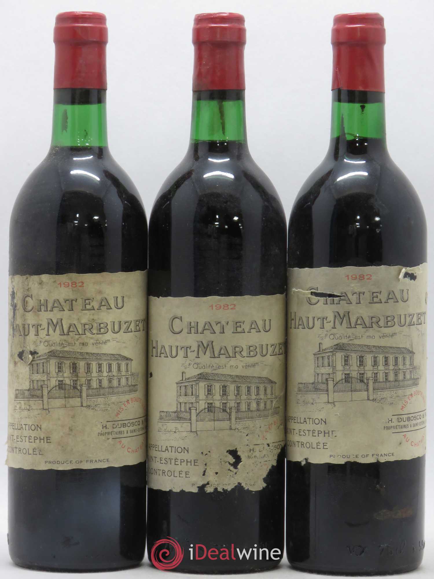 Château Haut Marbuzet 1982 - Lot de 3 bouteilles - 0