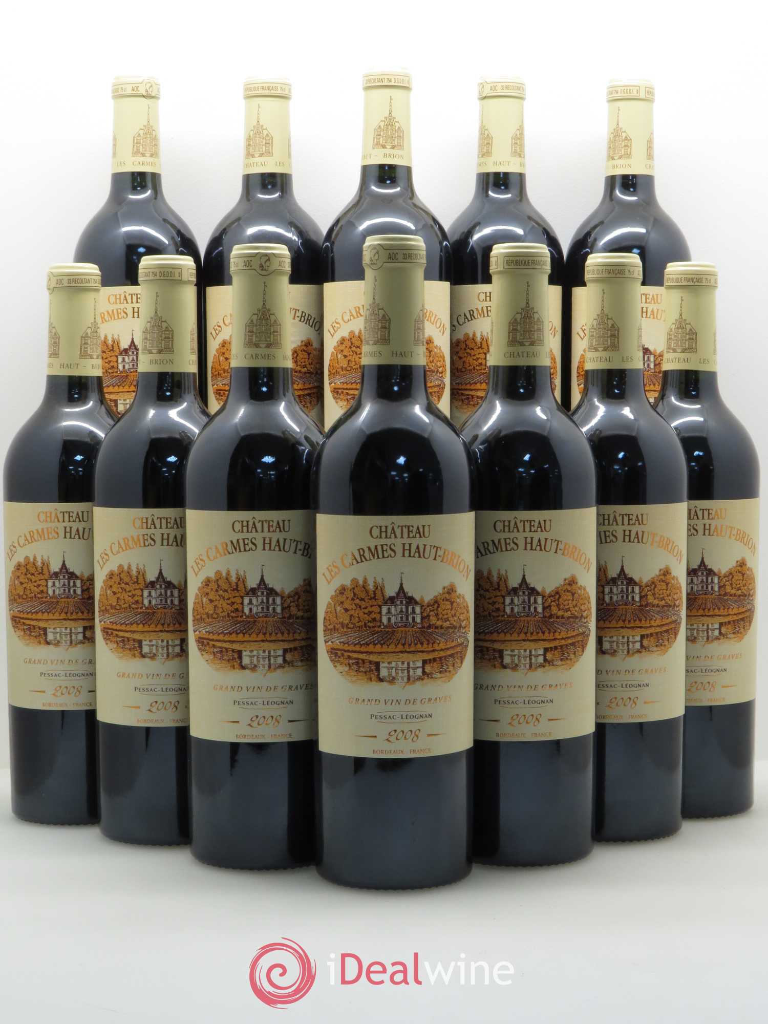 Château Les Carmes Haut-Brion 2008 - Lot de 12 bouteilles - 0