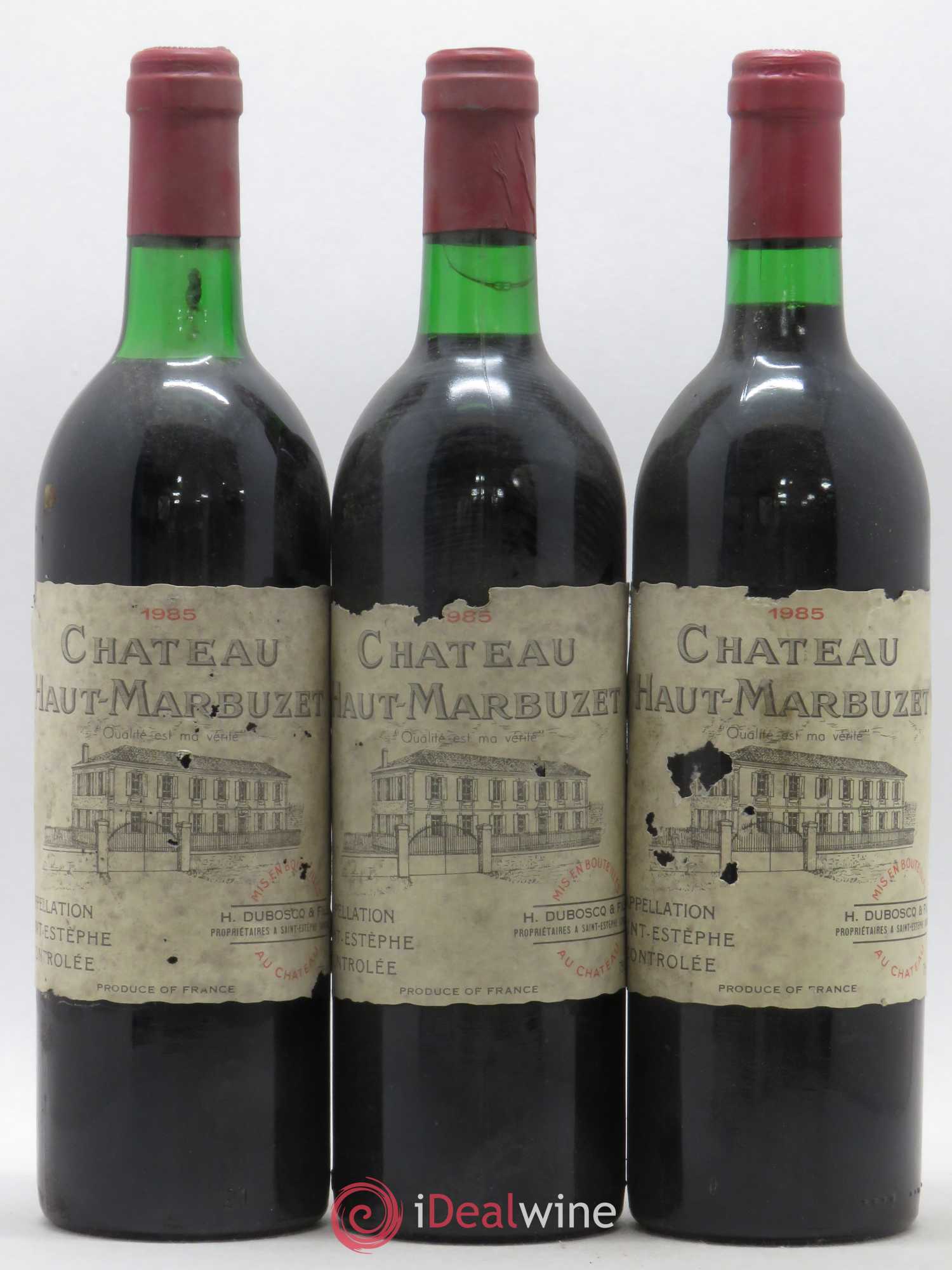 Château Haut Marbuzet 1985 - Lot de 3 bouteilles - 0