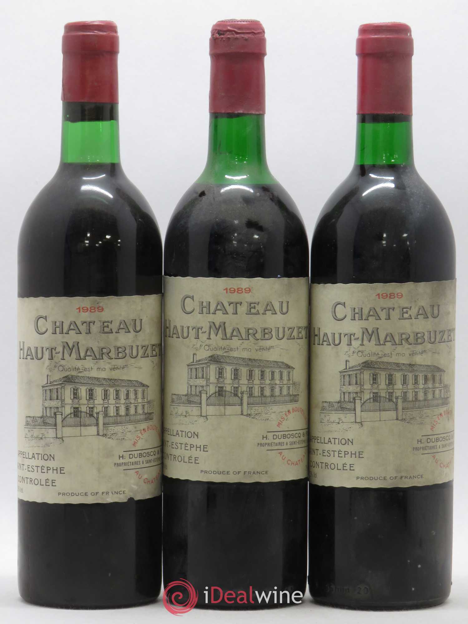 Château Haut Marbuzet 1989 - Lot de 3 bouteilles - 0