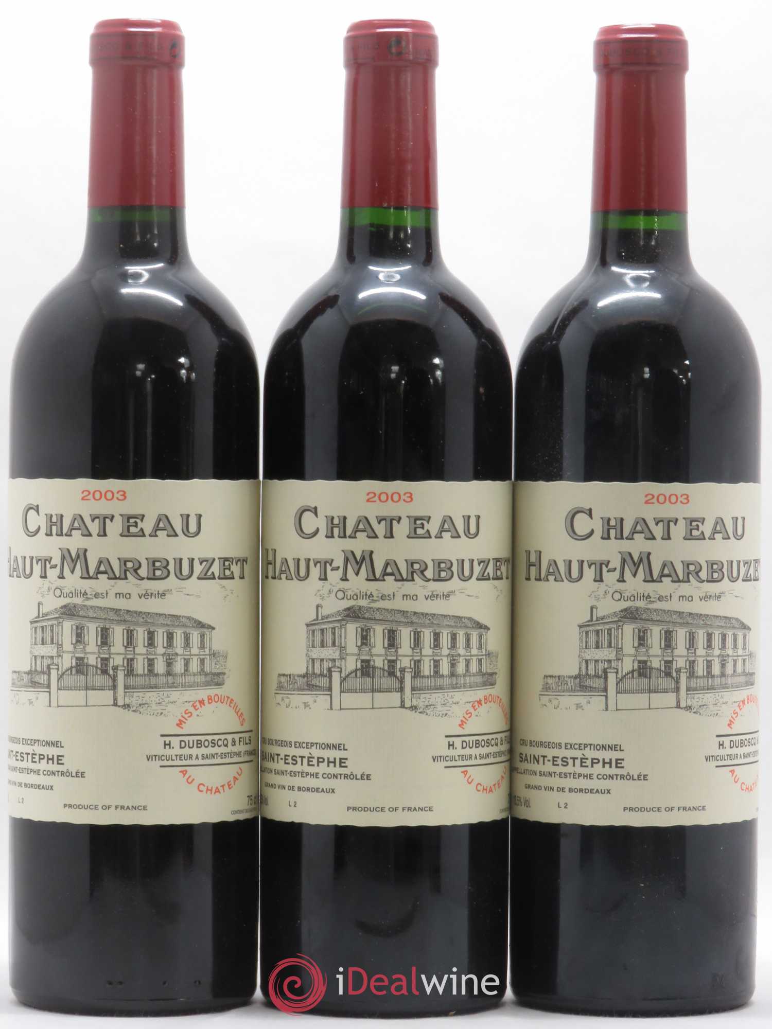 Château Haut Marbuzet 2003 - Lot de 12 bouteilles - 1