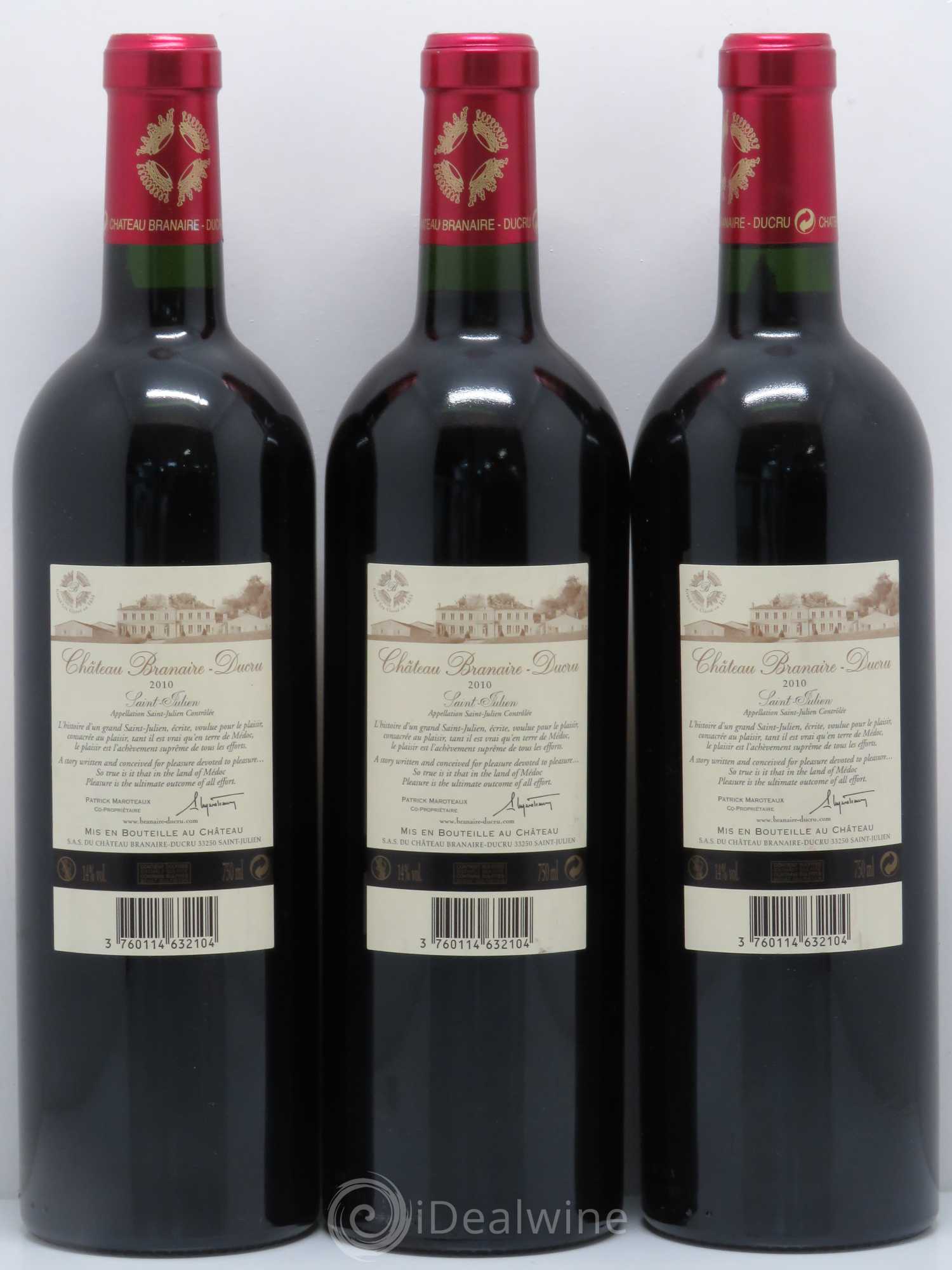 Château Branaire Ducru 4ème Grand Cru Classé 2010 - Lot de 3 bouteilles - 1