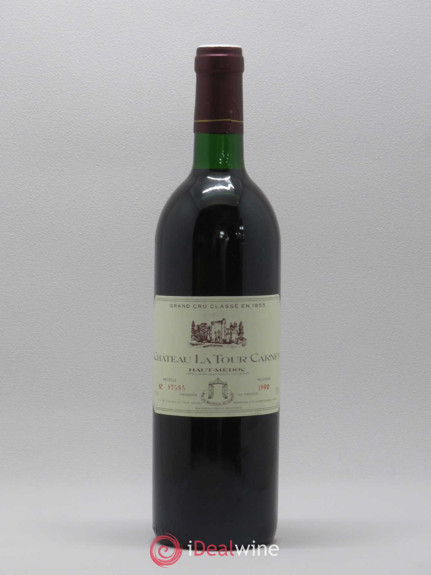 Château la Tour Carnet 4ème Grand Cru Classé 1990 - Lot de 1 bouteille - 0