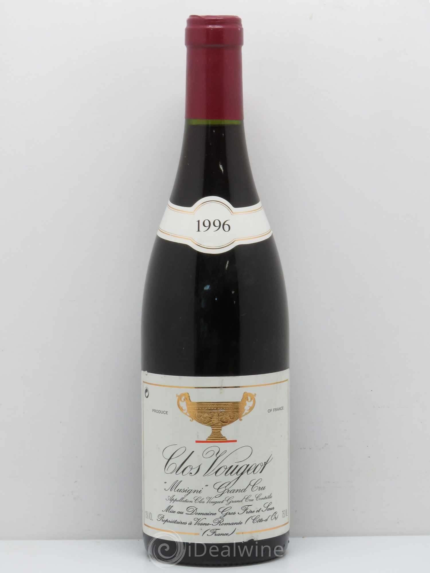 Clos de Vougeot Grand Cru Musigni Gros Frère & Soeur 1996 - Lot de 1 bouteille - 0