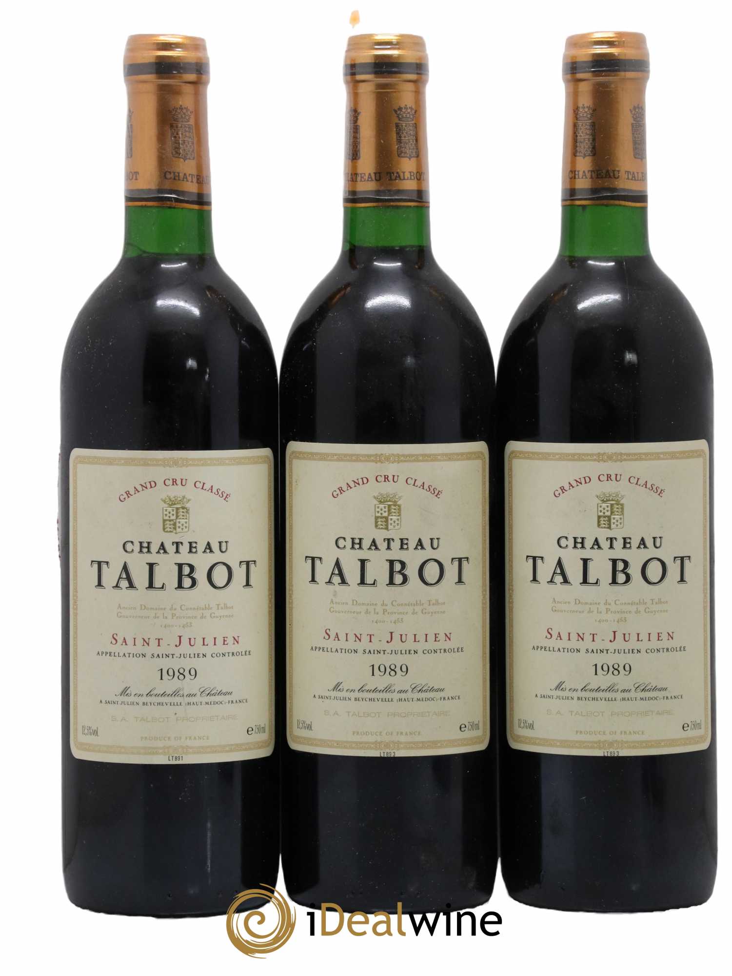 Château Talbot 4ème Grand Cru Classé 1989 - Lot de 3 bouteilles - 0