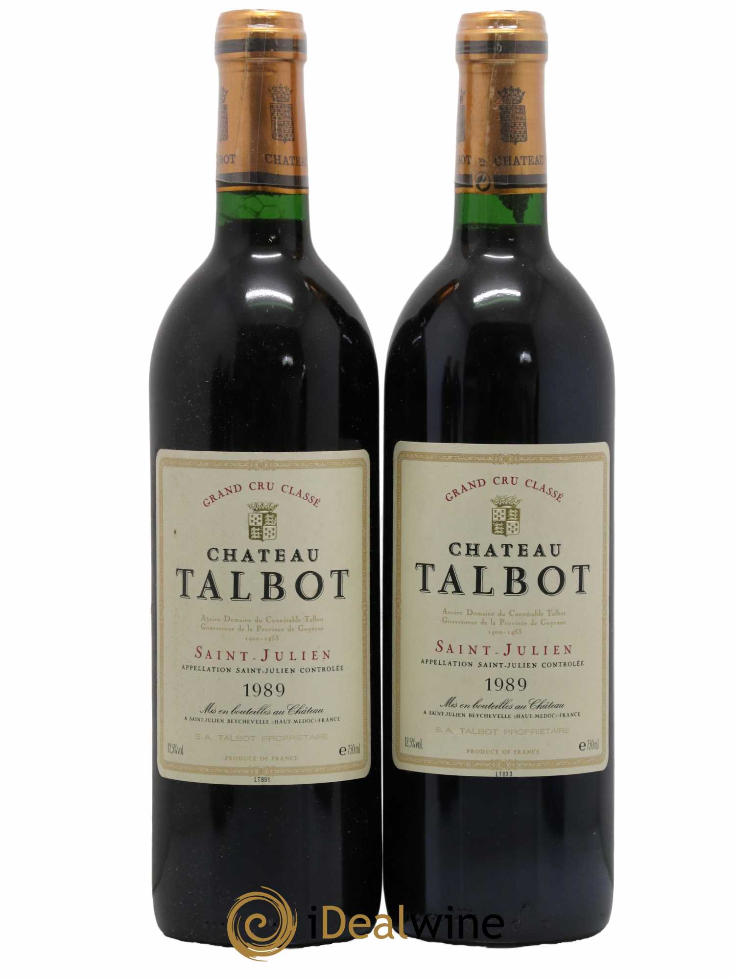 Château Talbot 4ème Grand Cru Classé 1989 - Lot de 2 bouteilles - 0