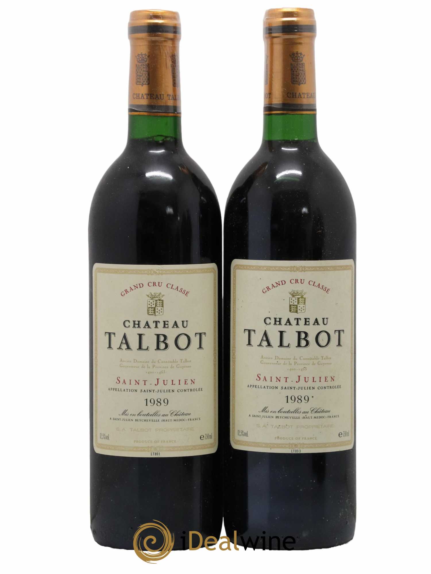 Château Talbot 4ème Grand Cru Classé 1989 - Lot de 2 bouteilles - 0