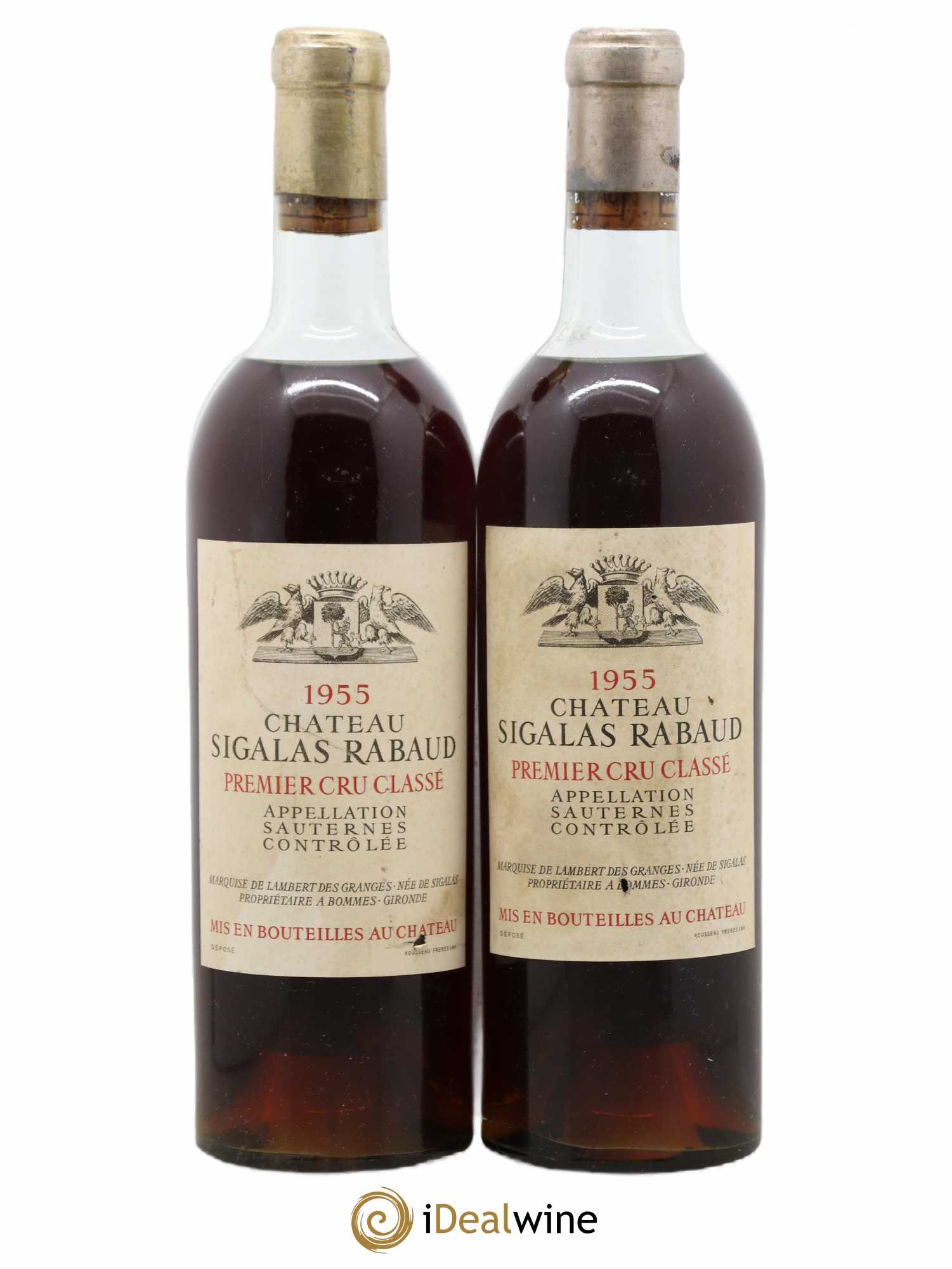 Château Sigalas Rabaud 1er Grand Cru Classé 1955 - Lotto di 2 bottiglie - 0