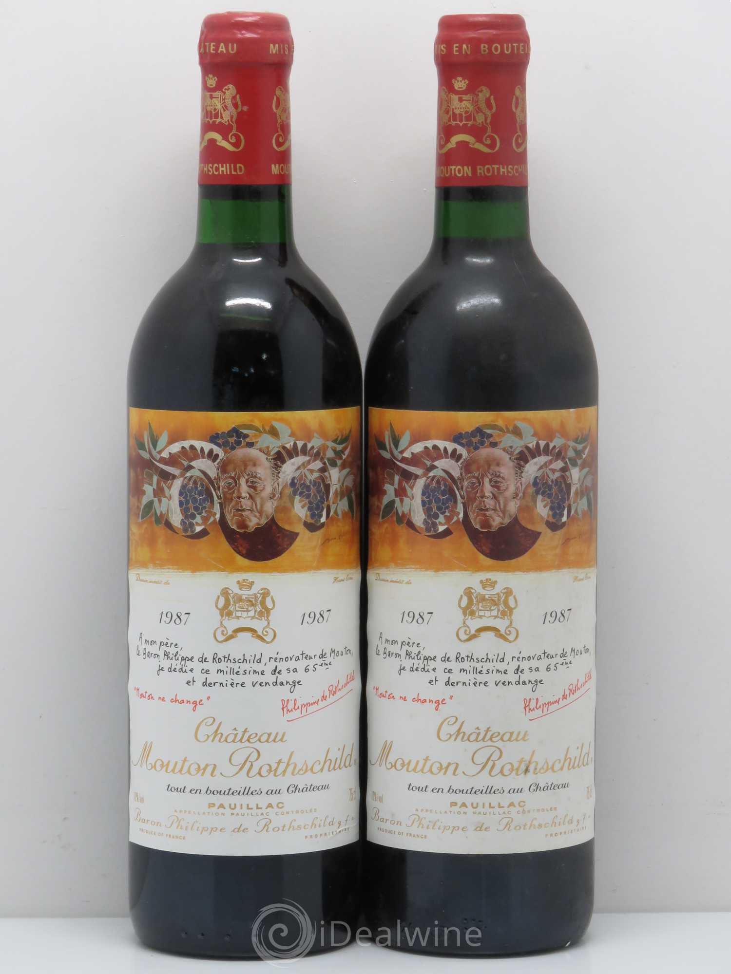 Château Mouton Rothschild 1er Grand Cru Classé 1987 - Lot de 2 bouteilles - 0