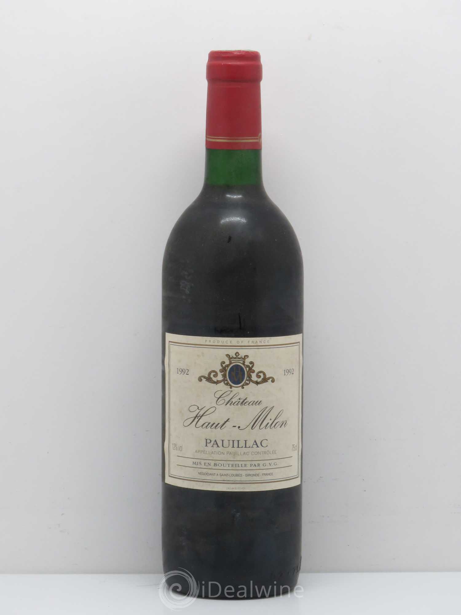 Pauillac Château Haut Milon 1992 - Lot de 1 bouteille - 0