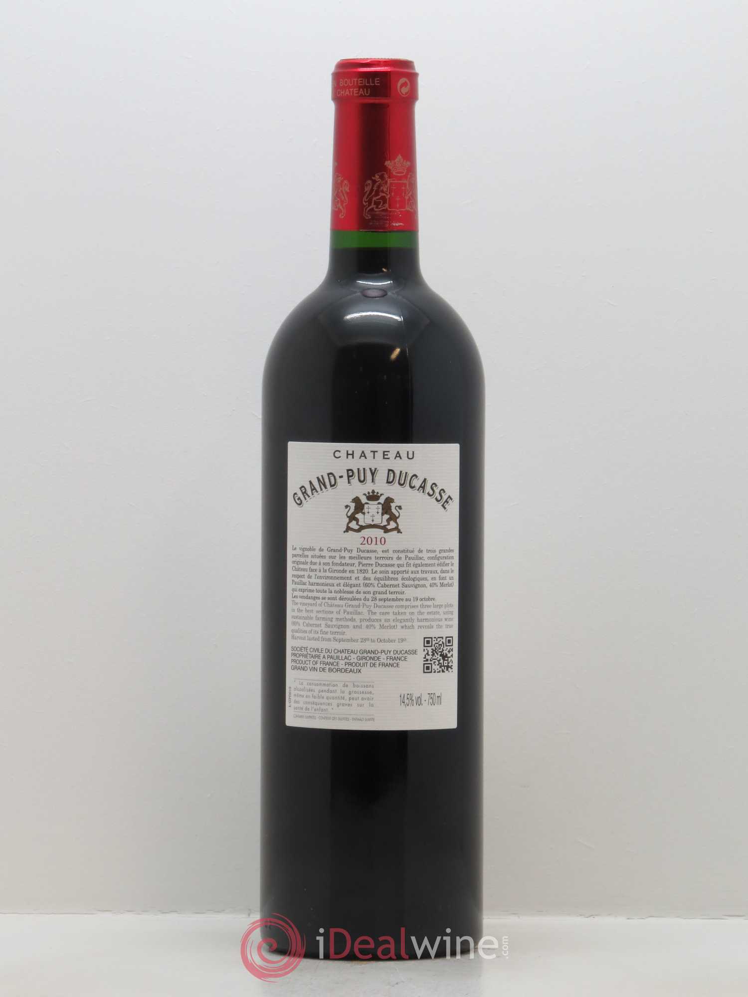 Château Grand Puy Ducasse 5ème Grand Cru Classé 2010 - Lot de 1 bouteille - 1