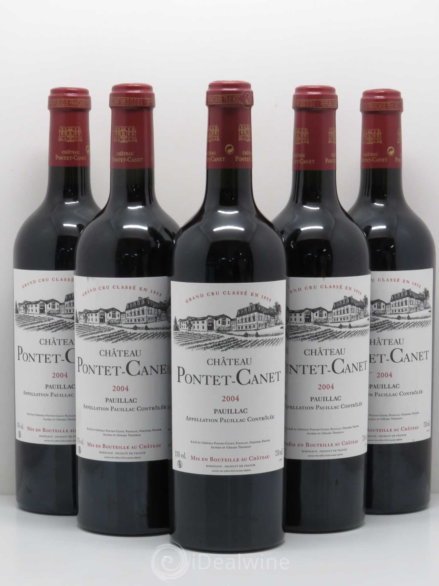 Château Pontet Canet 5ème Grand Cru Classé 2004 - Lot de 5 bouteilles - 0