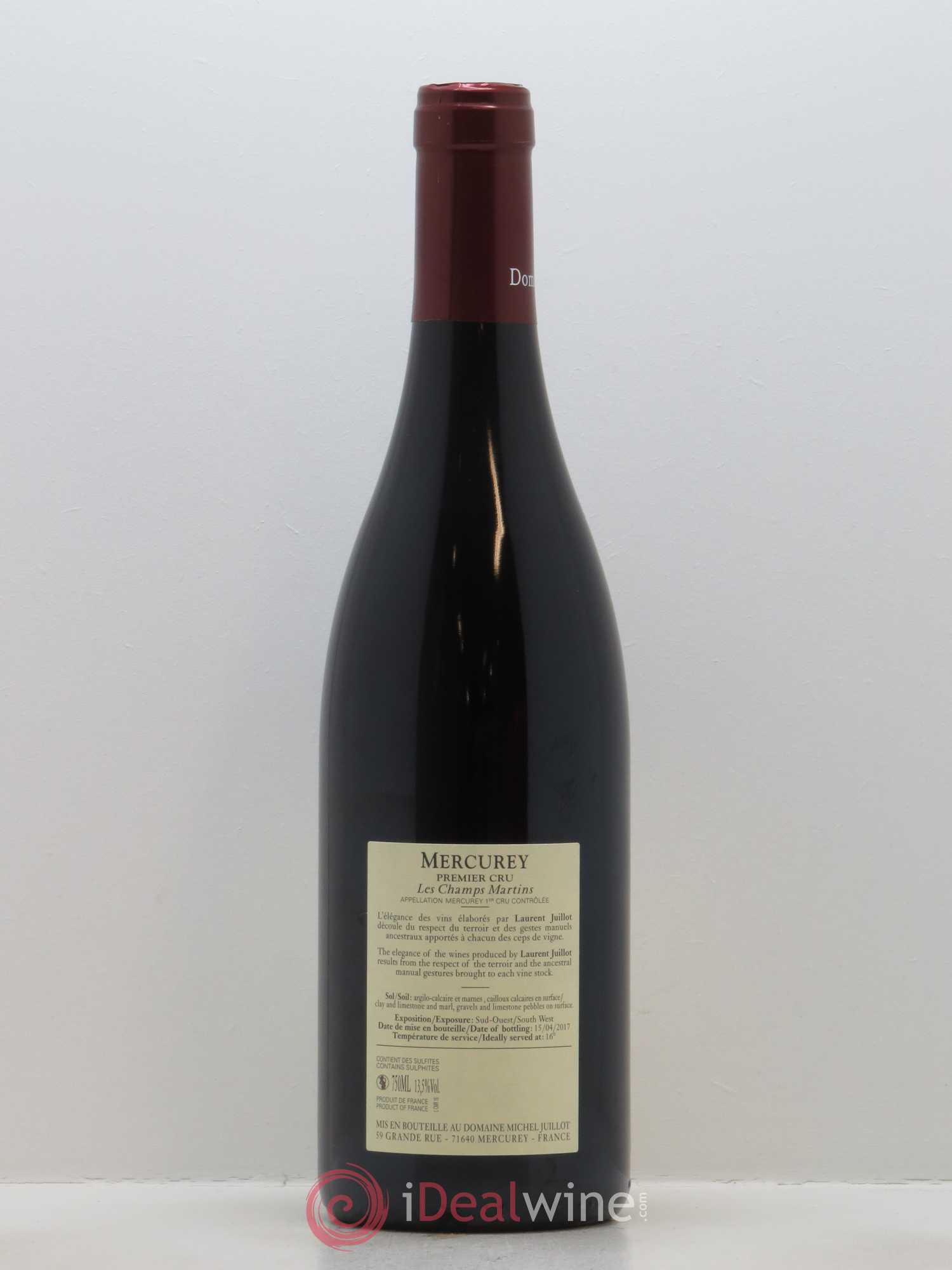 Mercurey 1er Cru Les Champs Martins Michel Juillot (Domaine) 2015 - Lot de 1 bouteille - 1
