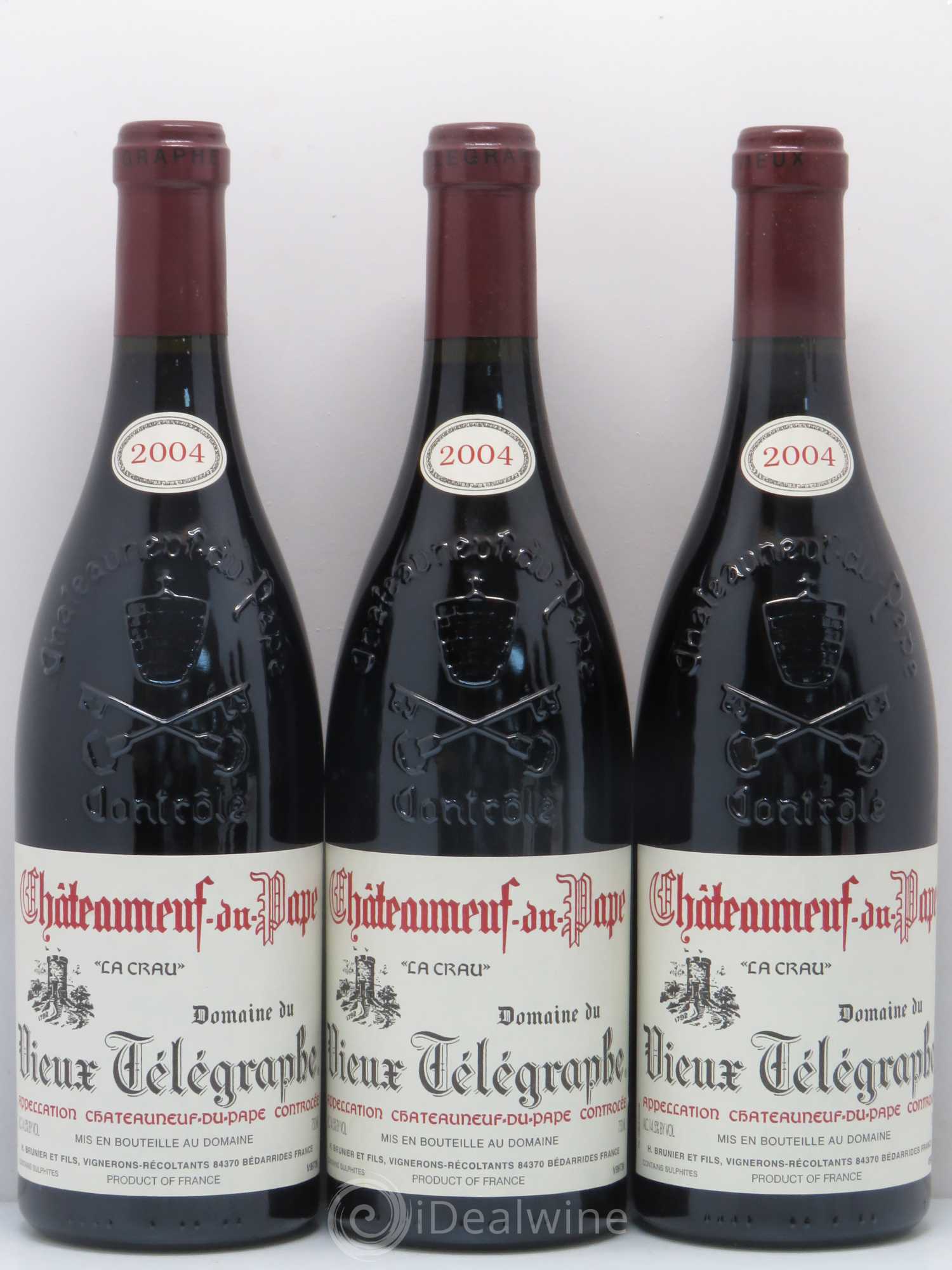 Châteauneuf-du-Pape Vieux Télégraphe (Domaine du) Vignobles Brunier La crau 2004 - Lot de 6 bouteilles - 1