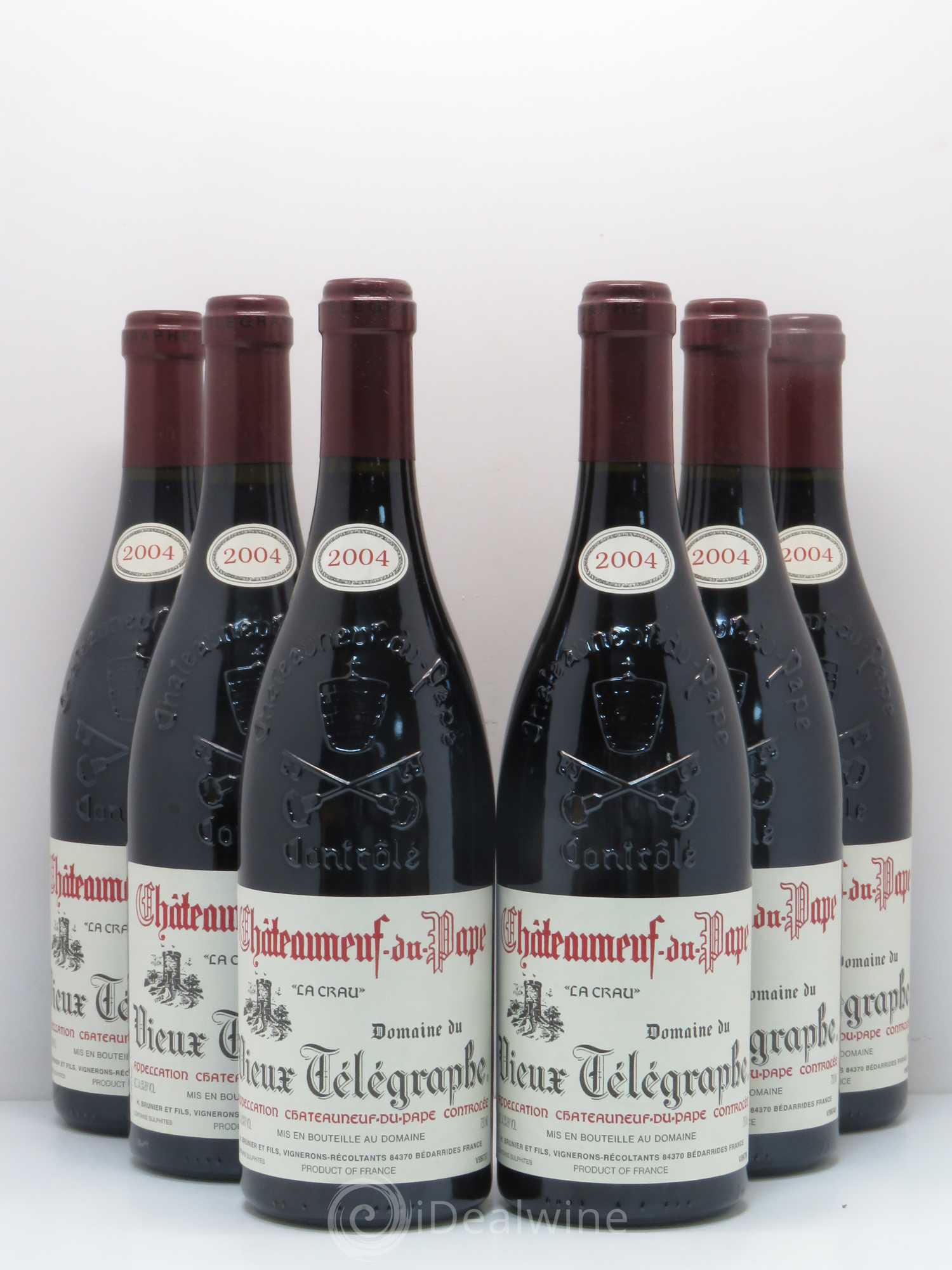 Châteauneuf-du-Pape Vieux Télégraphe (Domaine du) Vignobles Brunier La crau 2004 - Lot de 6 bouteilles - 0