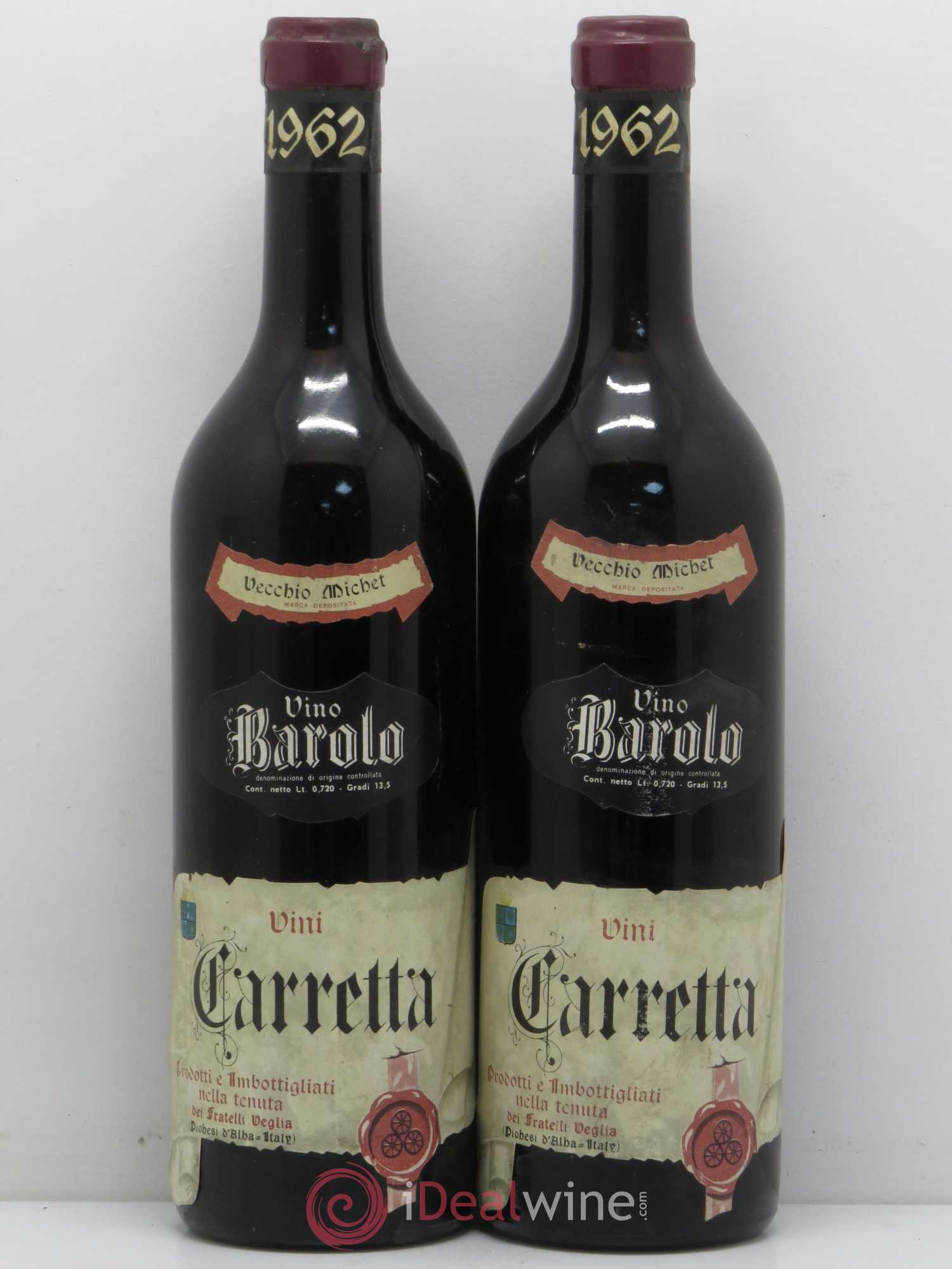 Barolo Vecchio Michet Tenuta Carretta 1962 - Lot de 2 bouteilles - 0