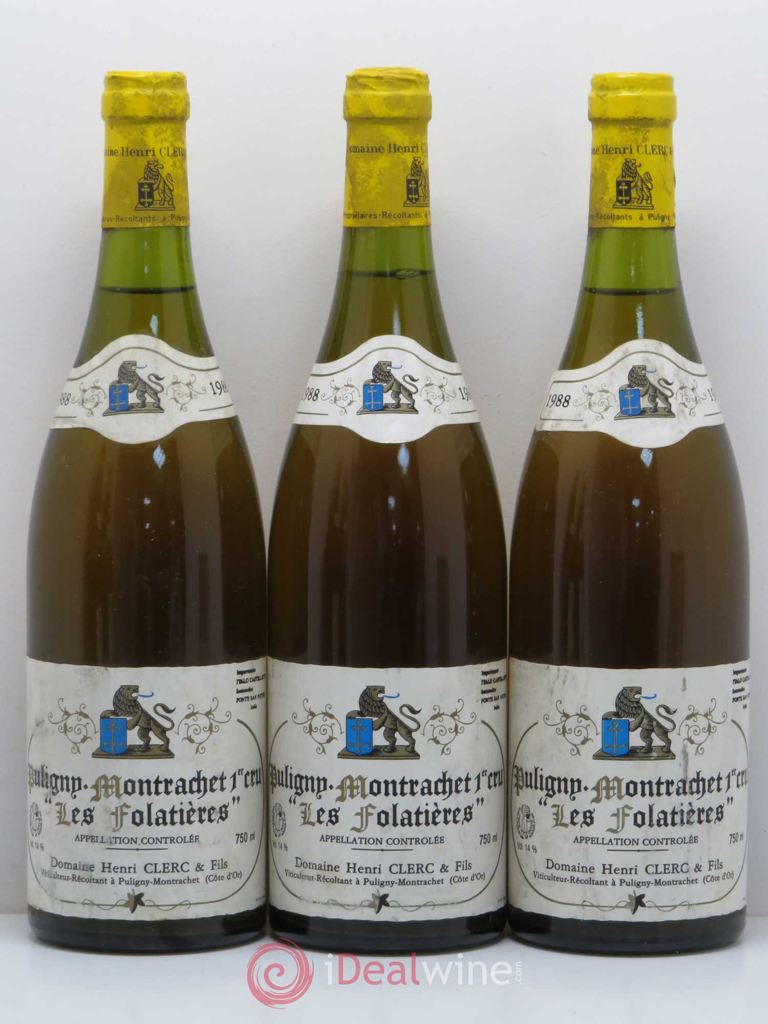 Puligny-Montrachet 1er Cru Les Folatieres Domaine Henri Clerc 1988 - Posten von 5 Flaschen - 1