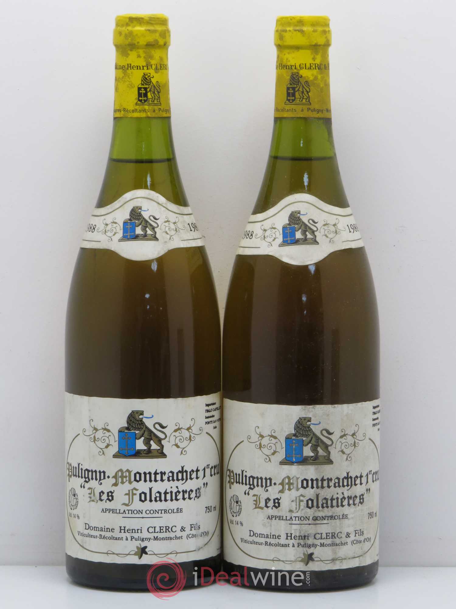 Puligny-Montrachet 1er Cru Les Folatieres Domaine Henri Clerc 1988 - Posten von 5 Flaschen - 2