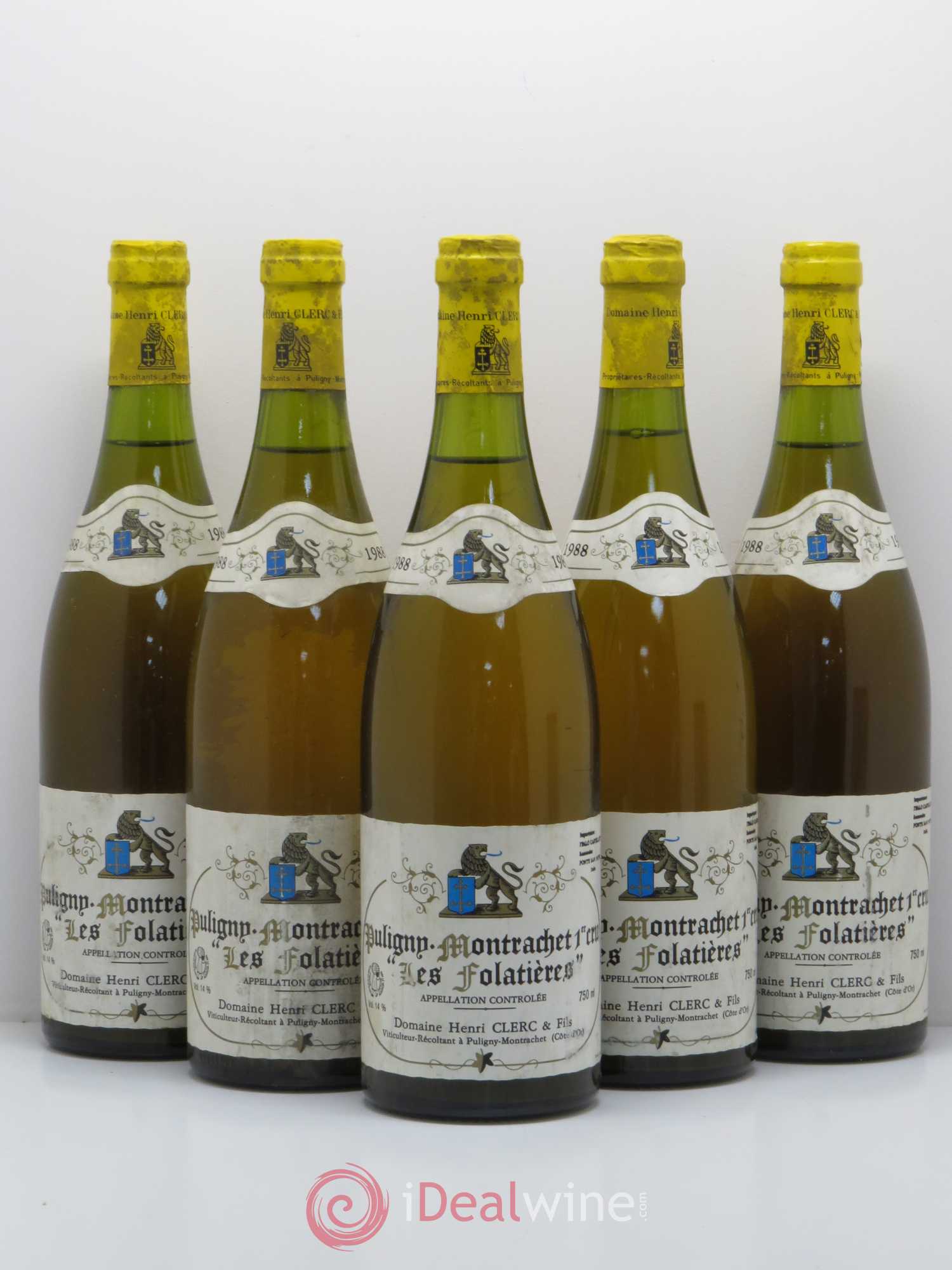 Puligny-Montrachet 1er Cru Les Folatieres Domaine Henri Clerc 1988 - Posten von 5 Flaschen - 0