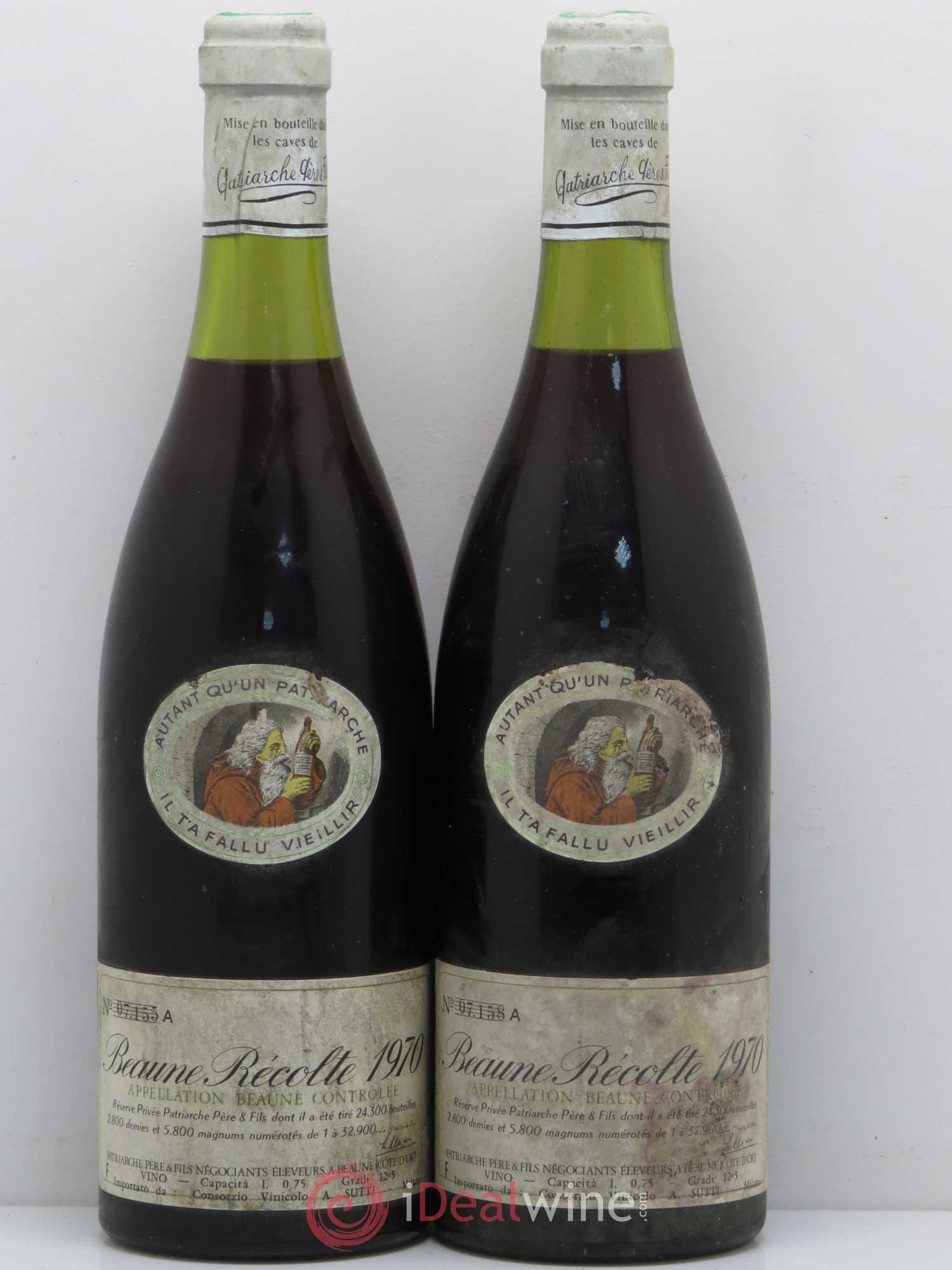 Beaune Patriache Père et fils 1970 - Lot de 2 bouteilles - 0
