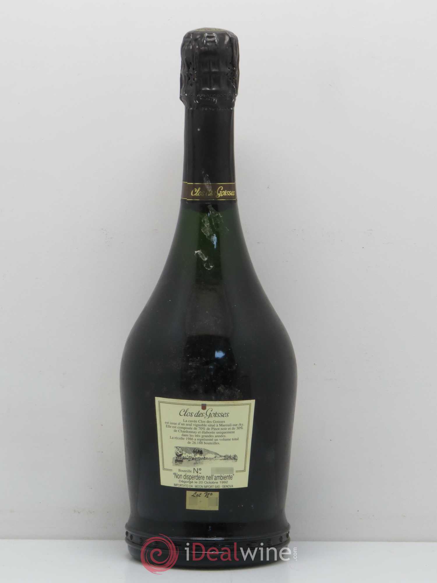 Clos des Goisses Philipponnat 1986 - Lot de 1 bouteille - 1
