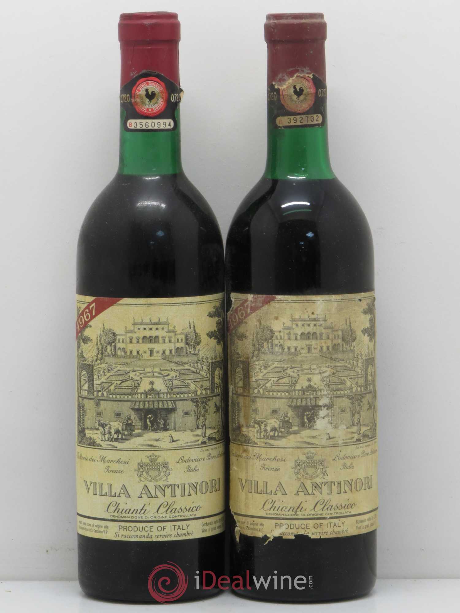 Chianti Classico DOCG Villa Antinori 1967 - Lot de 2 bouteilles - 0