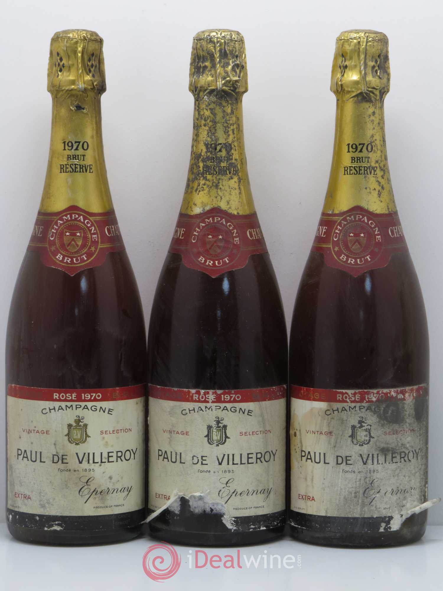 Champagne - Paul de Villeroy 1970 - Lot de 3 bouteilles - 0