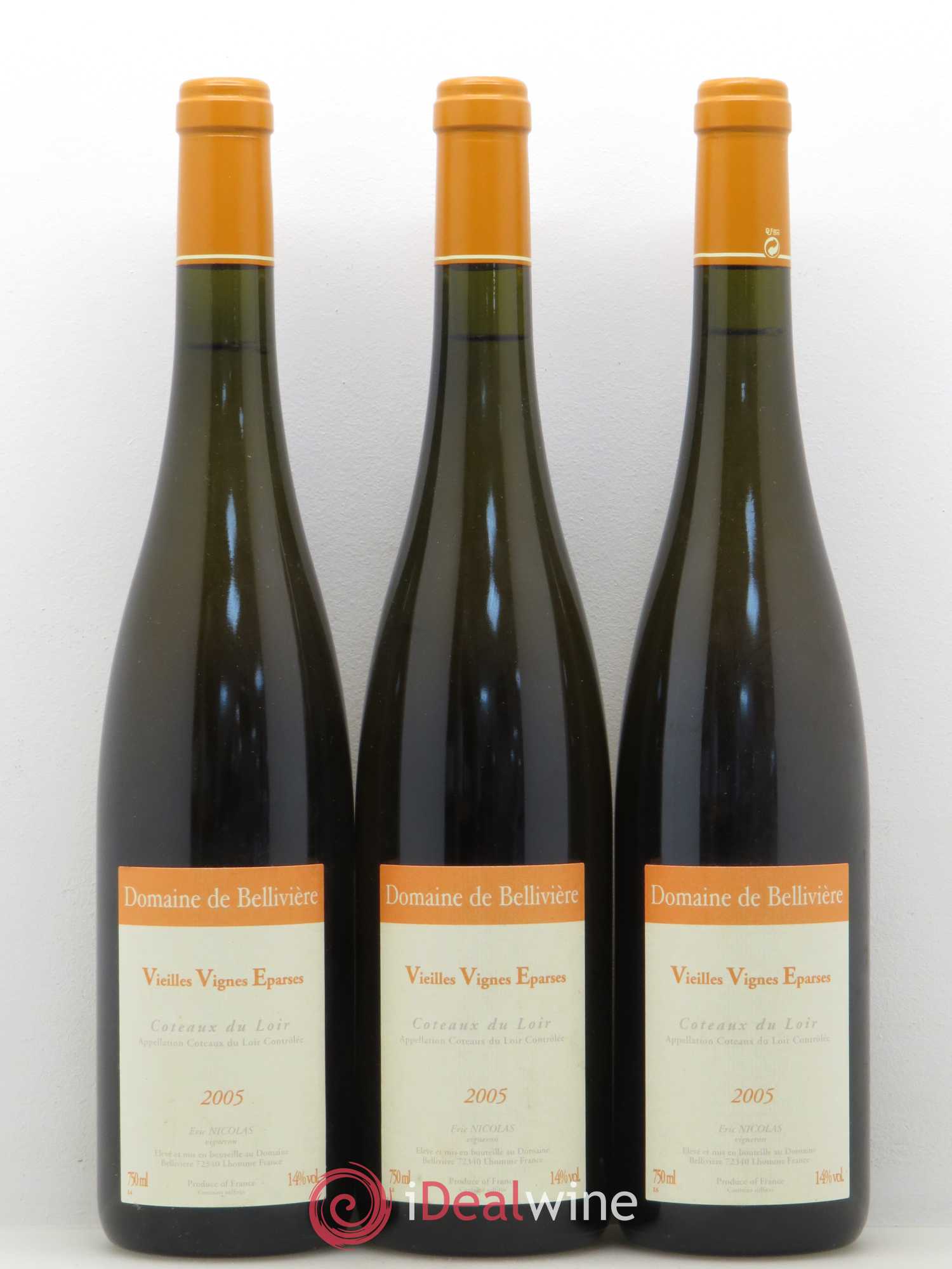Coteaux du Loir Vieilles Vignes Eparses Domaine de Bellivière 2005 - Lot de 3 bouteilles - 0