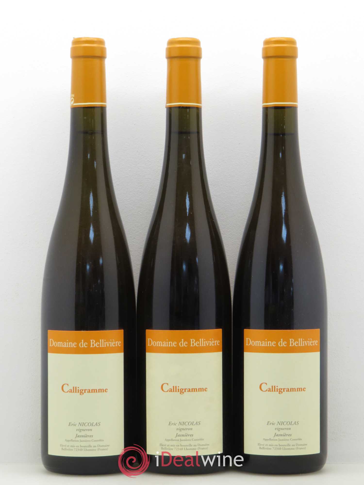 Jasnières Calligramme Domaine de Bellivière 2006 - Lot de 3 bouteilles - 0