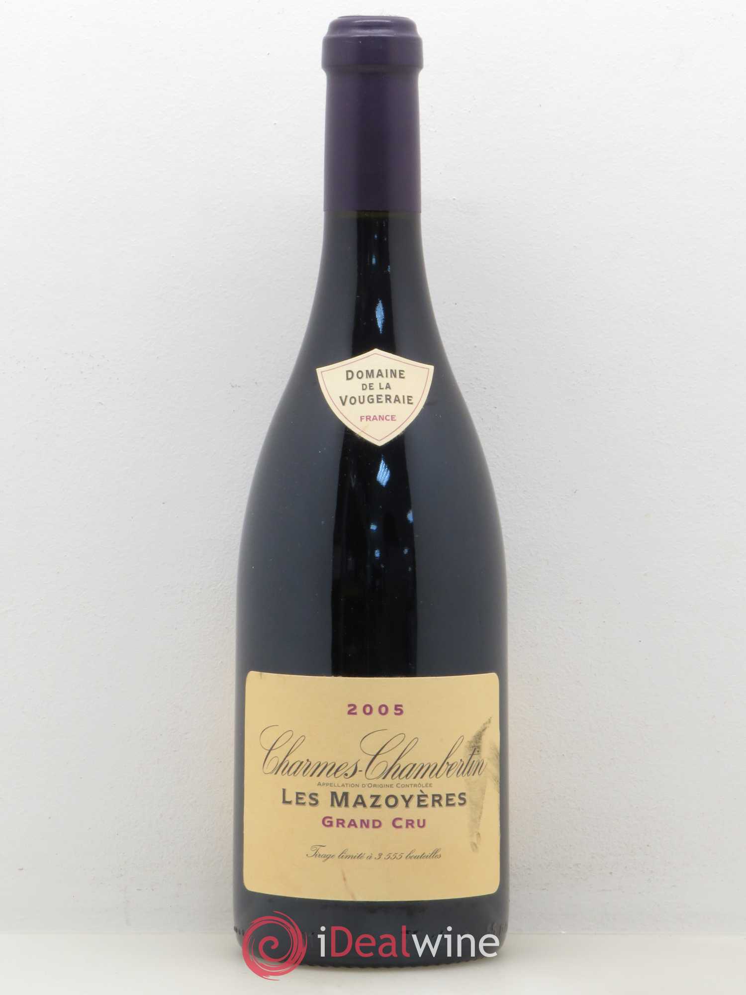 Charmes-Chambertin Grand Cru Les Mazoyères La Vougeraie 2005 - Lot de 1 bouteille - 0