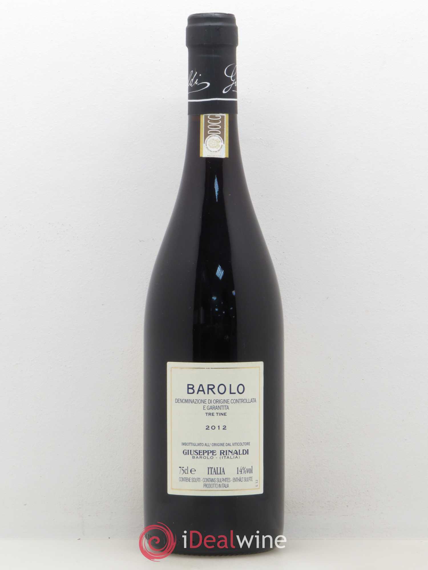 Barolo Tre Tine Giuseppe Rinaladi 2012 - Lot de 1 bouteille - 1