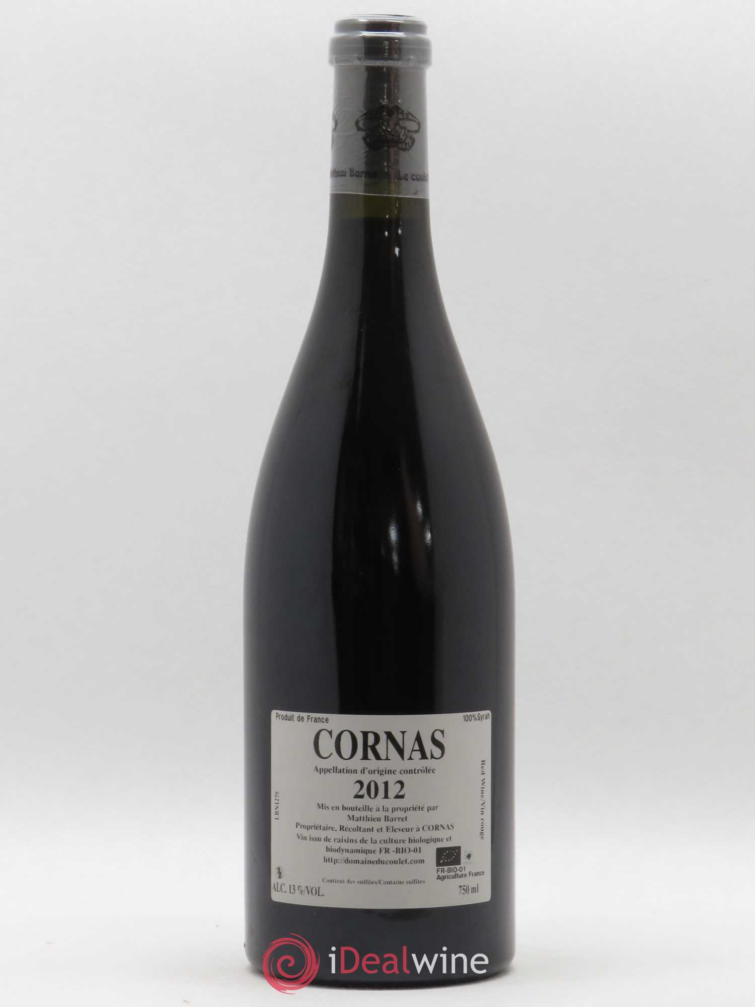 Cornas Billes Noires Coulet (Domaine du) - Matthieu Barret 2012 - Lot de 1 bouteille - 1