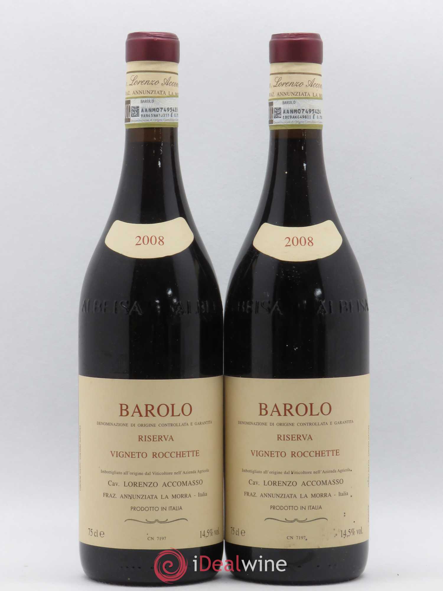 Barolo Riserva Vigneto Rocchette Lorenzo Accomasso 2008 - Lot of 2 bottles - 0
