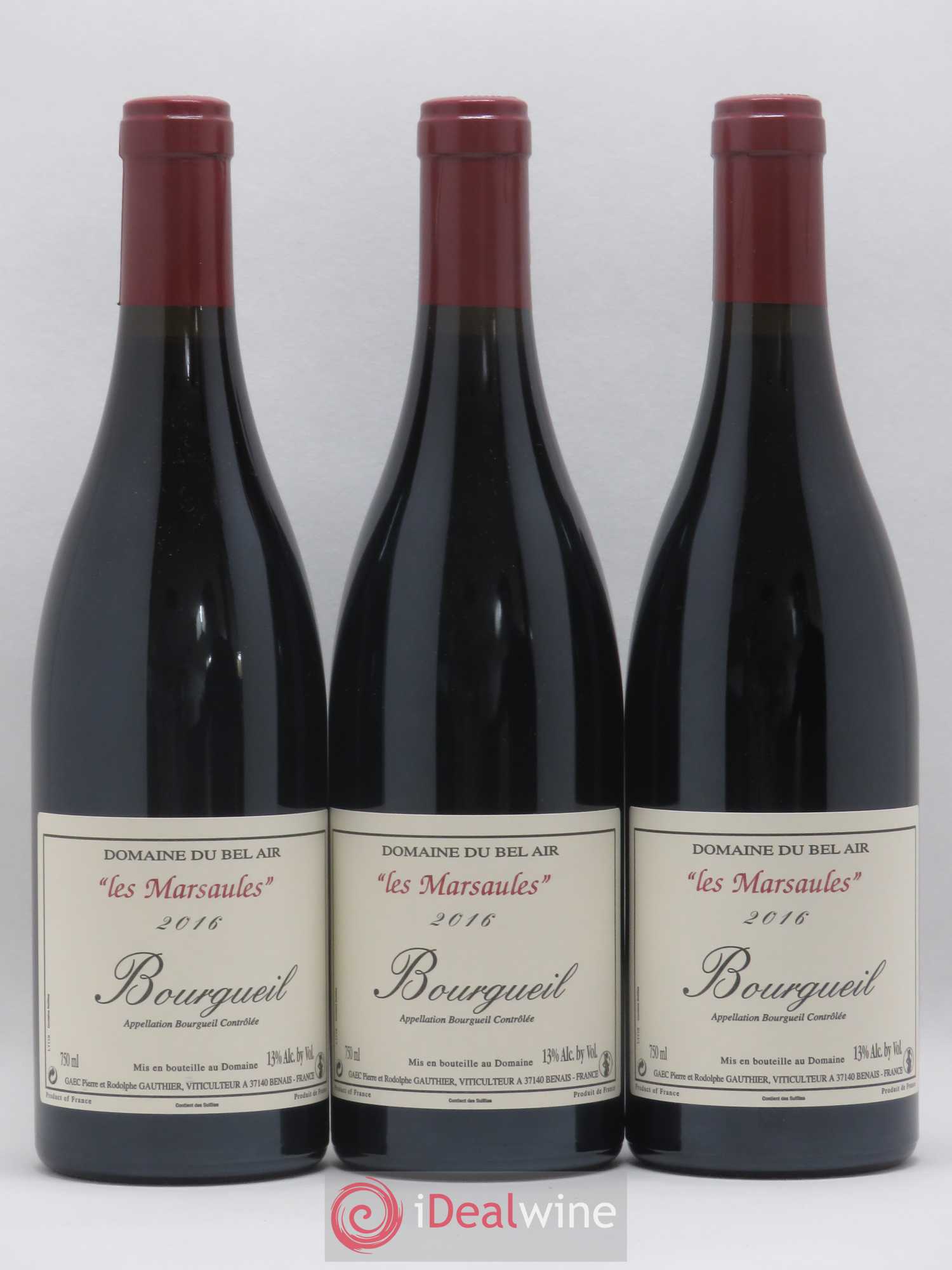 Bourgueil Marsaules Domaine du Bel Air 2016 - Lot de 3 bouteilles - 0