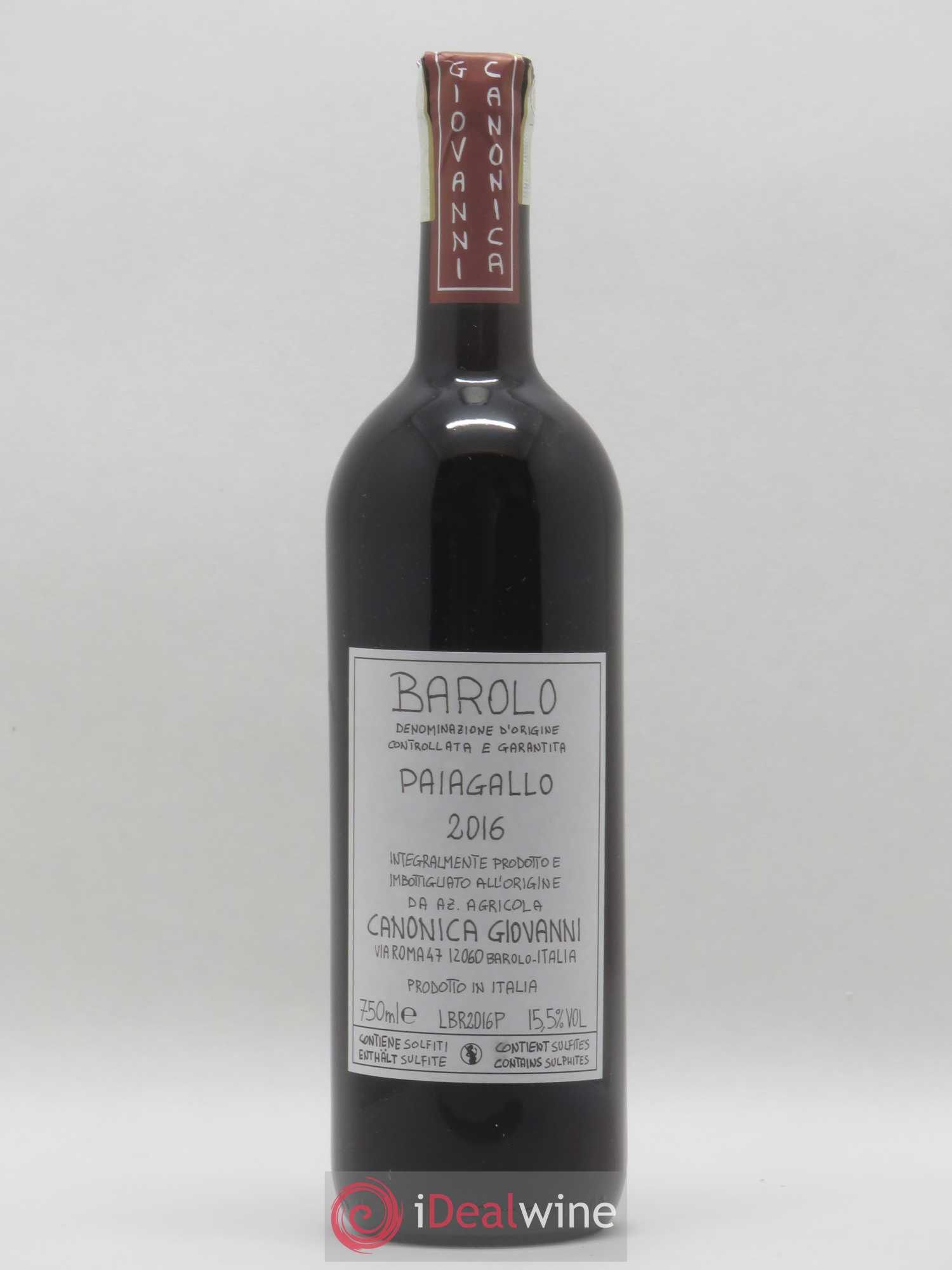 Barolo DOCG Paiagallo Giovanni Canonica 2016 - Lot de 1 bouteille - 0