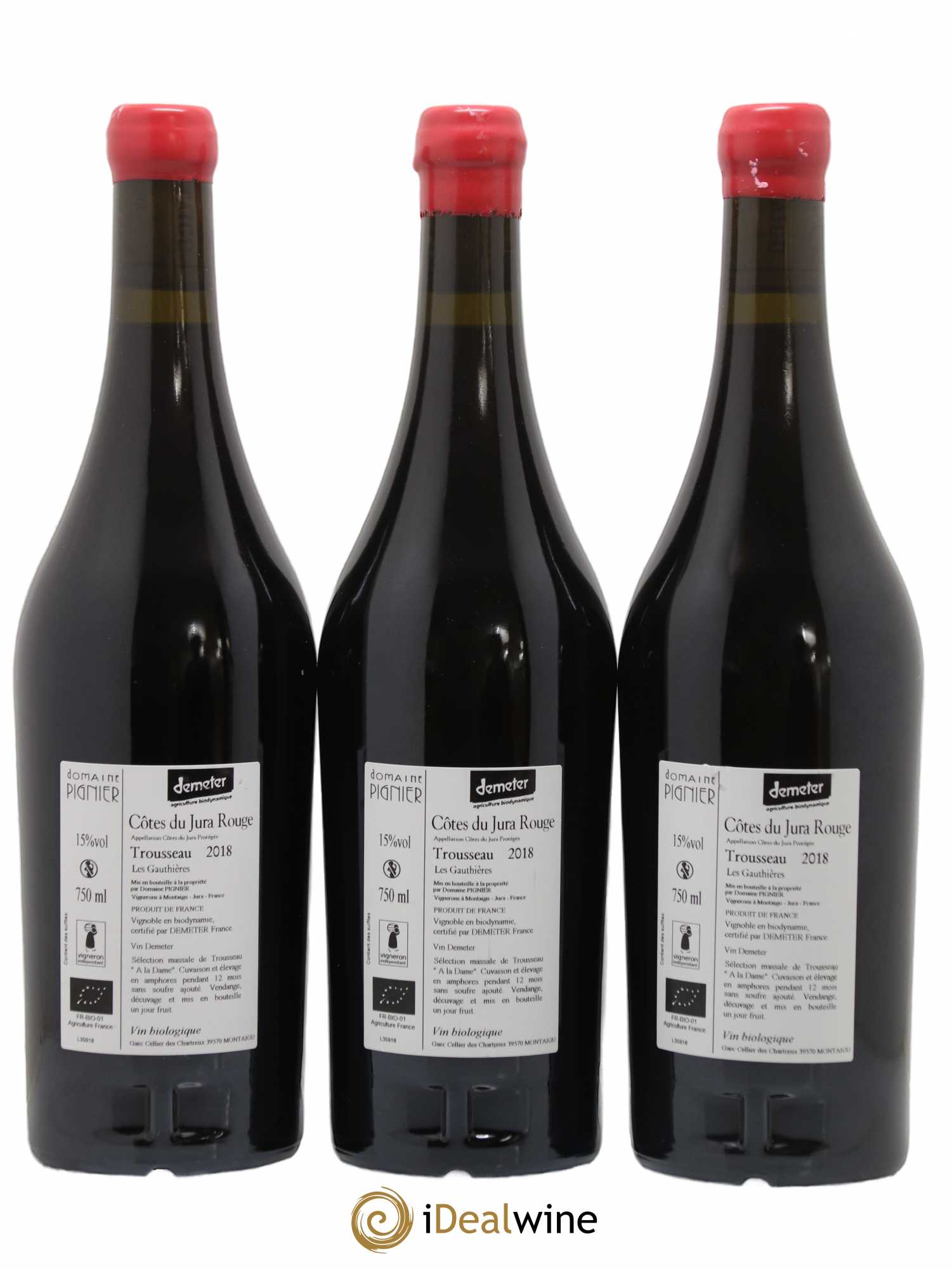 Côtes du Jura Les Gauthières domaine Pignier 2018 - Posten von 3 Flaschen - 1