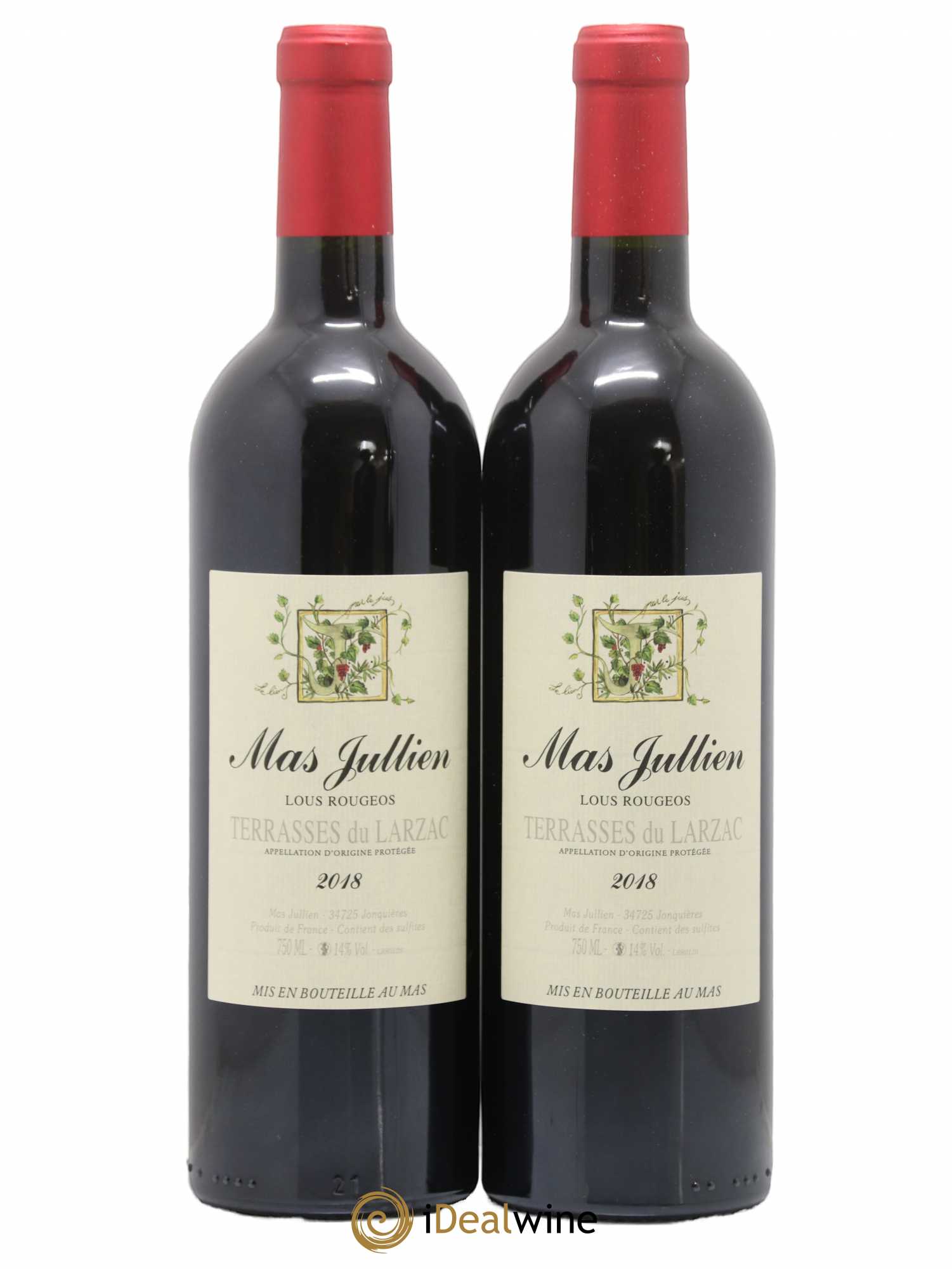 Terrasses du Larzac Mas Jullien Lous Rougeos Olivier Jullien 2018 - Lot de 2 bouteilles - 0