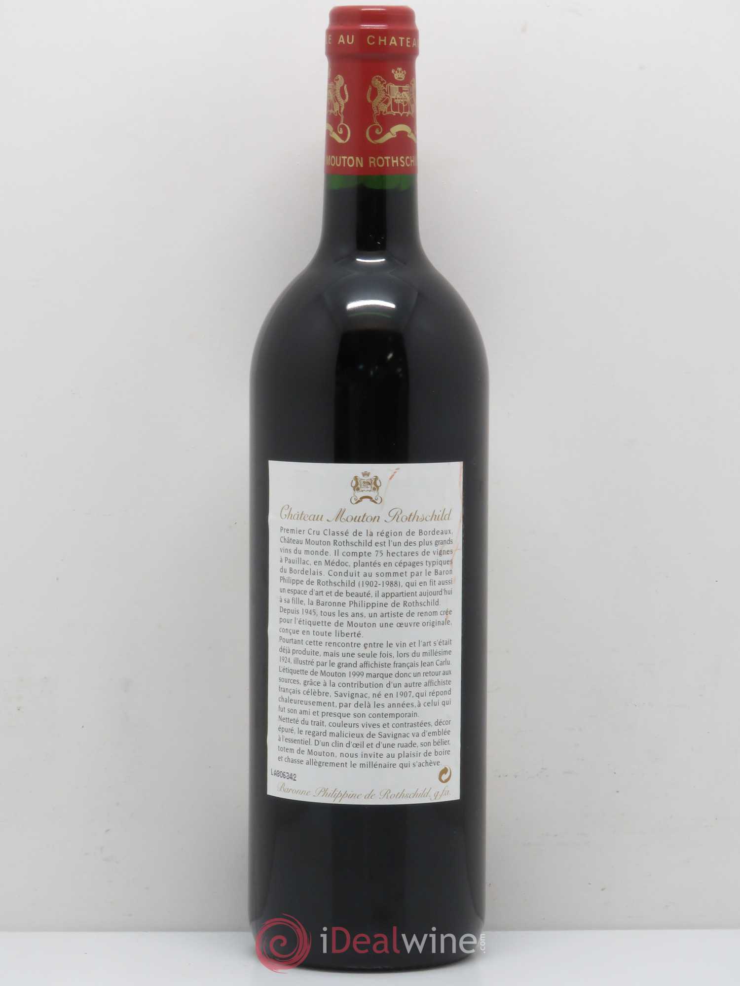 Château Mouton Rothschild 1er Grand Cru Classé 1999 - Lot de 1 bouteille - 1