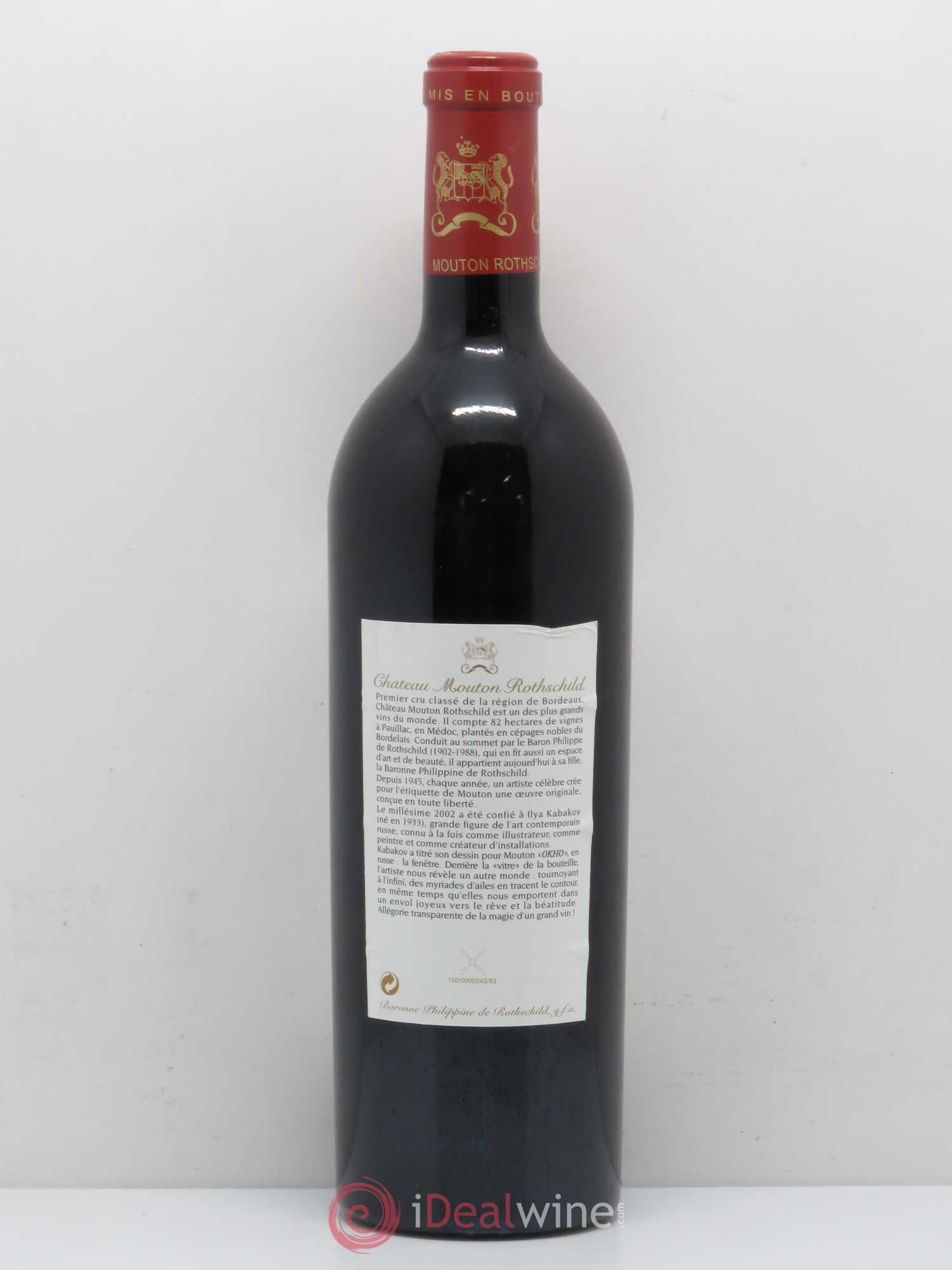 Château Mouton Rothschild 1er Grand Cru Classé 2002 - Lot de 1 bouteille - 1