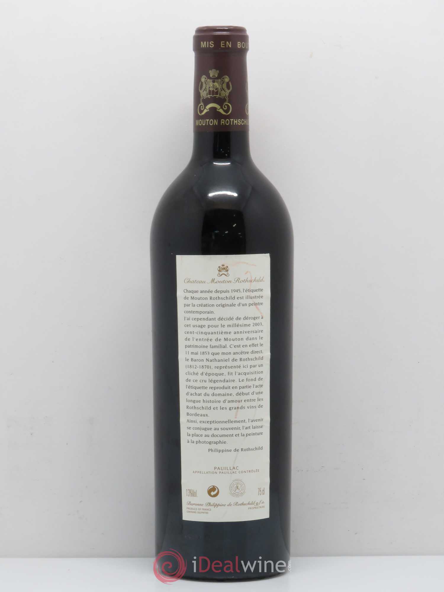 Château Mouton Rothschild 1er Grand Cru Classé 2003 - Lot de 1 bouteille - 1