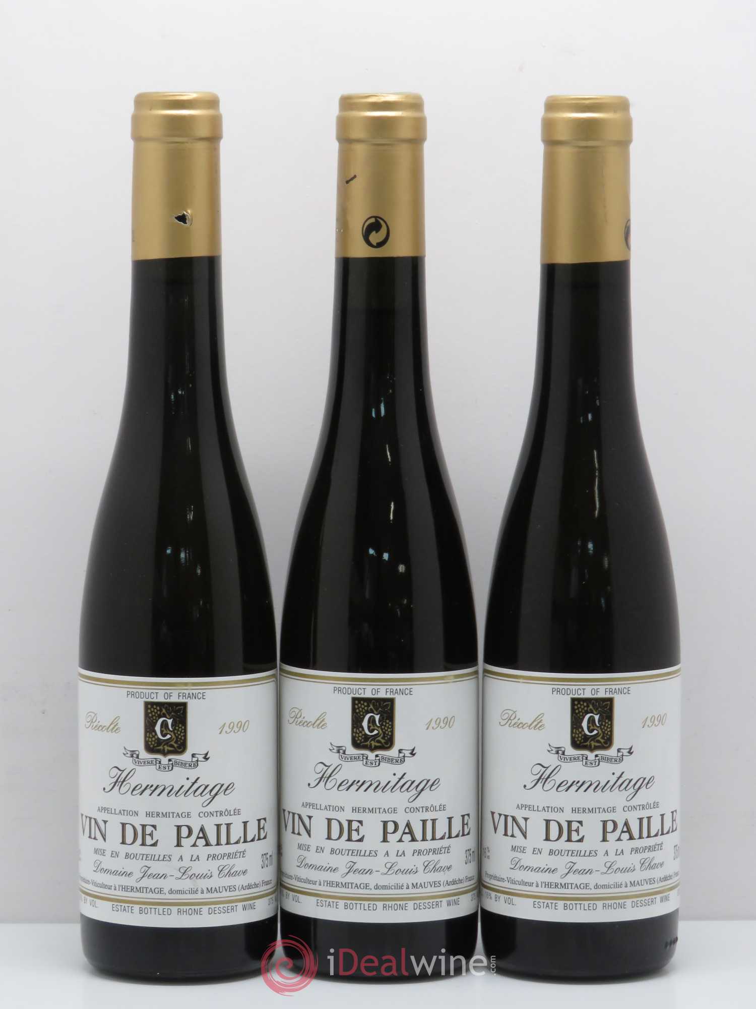 Hermitage Vin de Paille - Jean Louis Chave 1990 - Posten von 3 Demi-Flaschen - 0