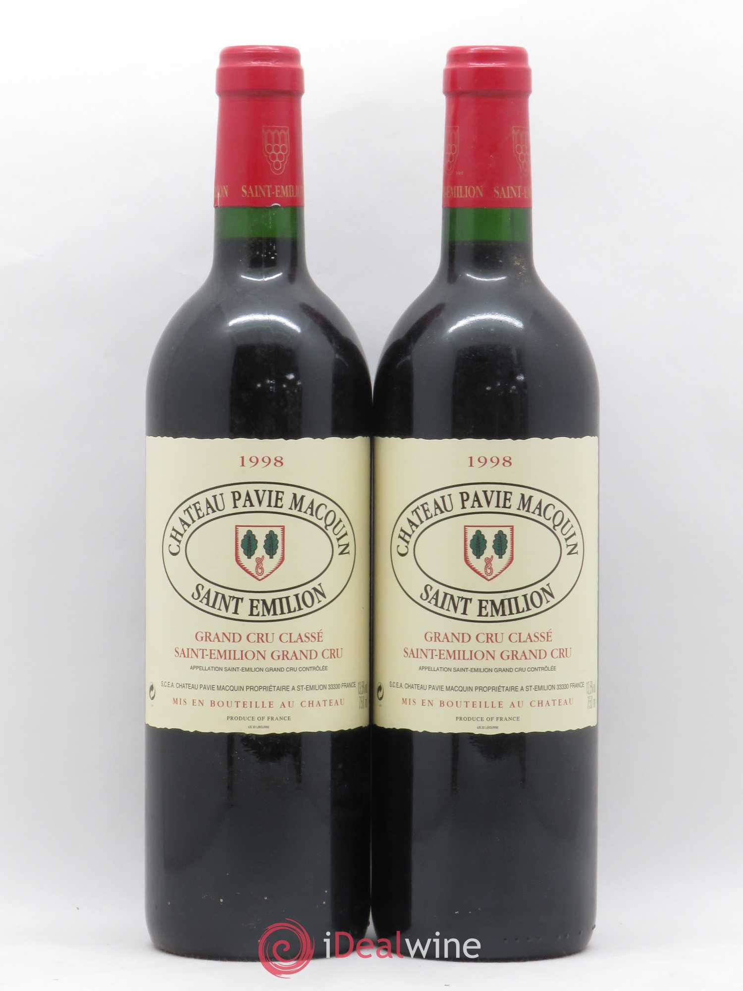 Château Pavie Macquin 1er Grand Cru Classé B 1998 - Lot de 2 bouteilles - 0