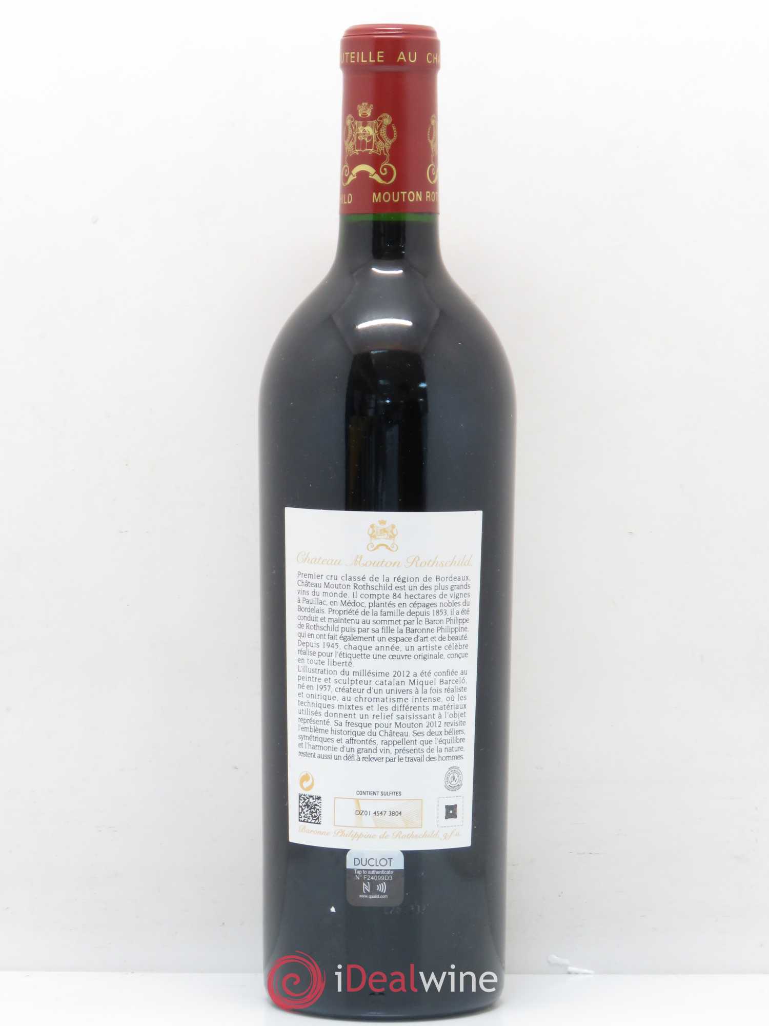 Château Mouton Rothschild 1er Grand Cru Classé 2012 - Lot de 1 bouteille - 1
